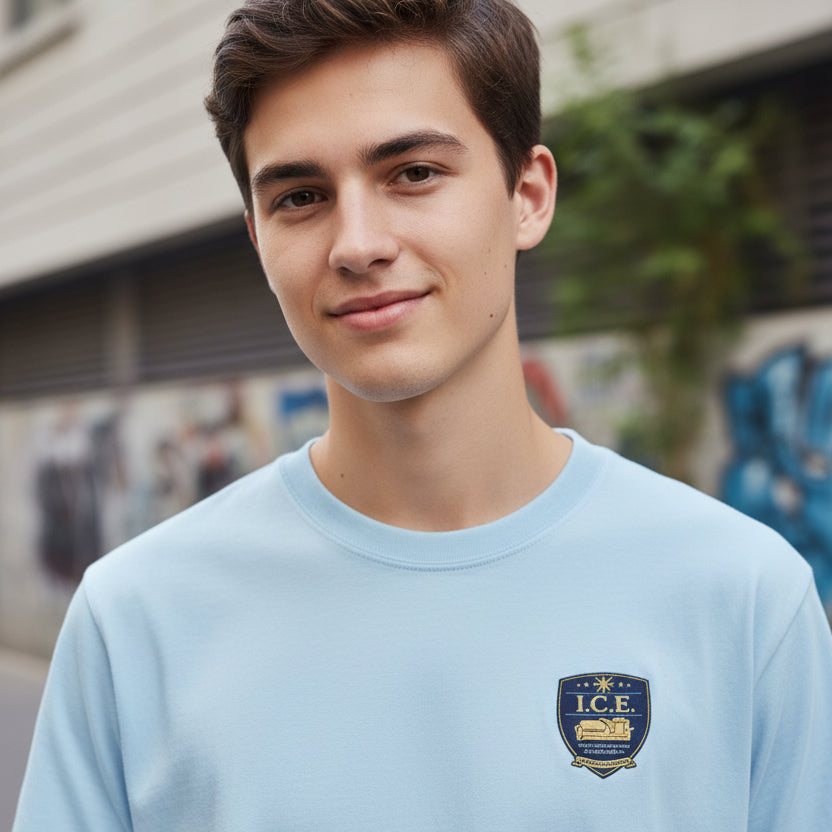 I.C.E. Badge T-Shirt | Institute of Cozy Excellence Parody Tee