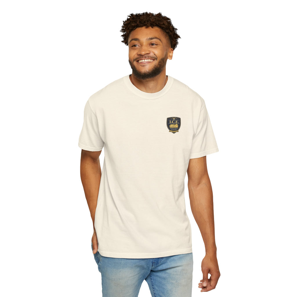 I.C.E. Badge T-Shirt | Institute of Cozy Excellence Parody Tee