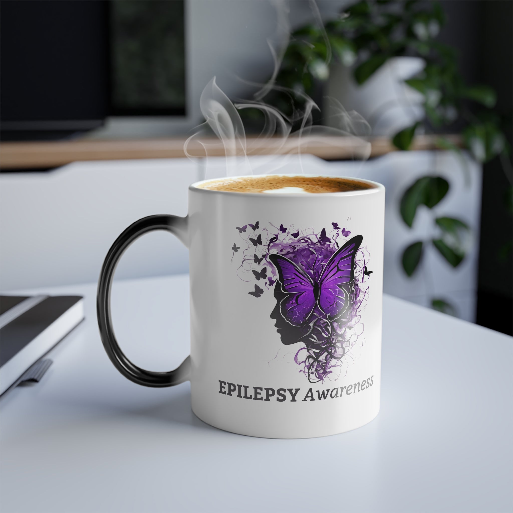 Photo depicting the ​Epilepsy Awareness Color Morphing Mug, 11oz from EpiAl's Shop.