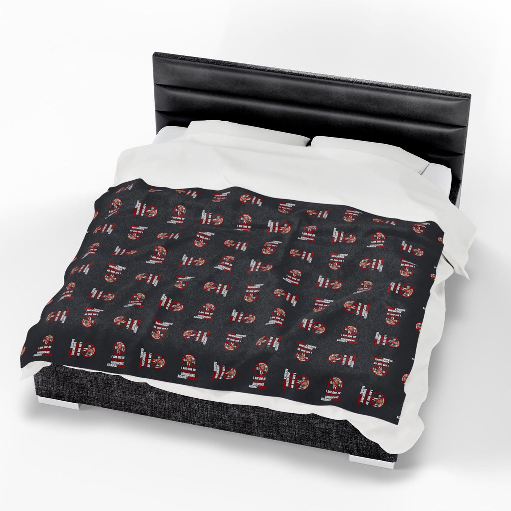 Cozy Velveteen Plush Blanket – Americans Against Trump Design Printify