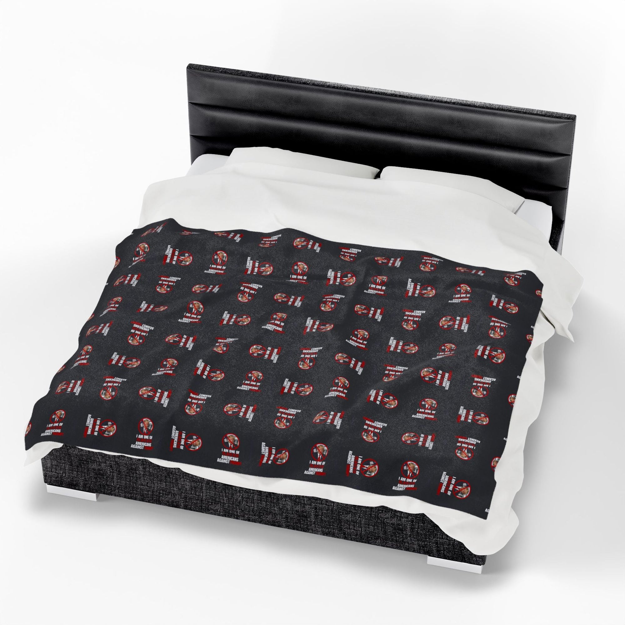 Cozy Velveteen Plush Blanket – Americans Against Trump Design Printify
