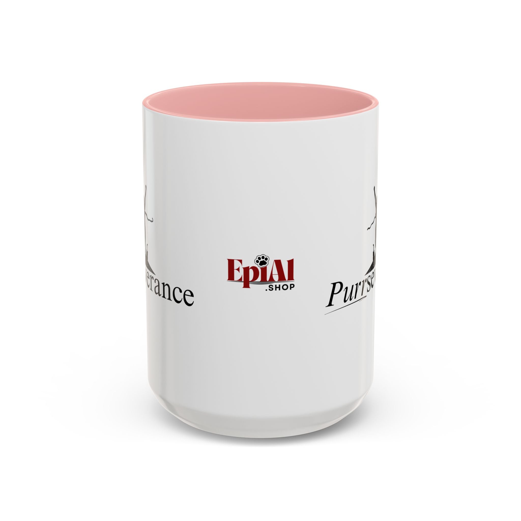 Photo depicting the ​Purrseverance Accent Coffee Mug (11, 15oz) from EpiAl's Shop.