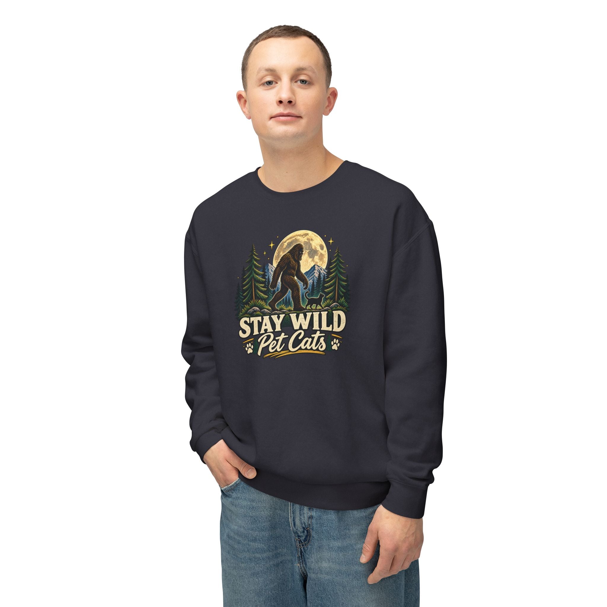 Stay Wild Pet Cats Sasquatch Crewneck Sweatshirt
