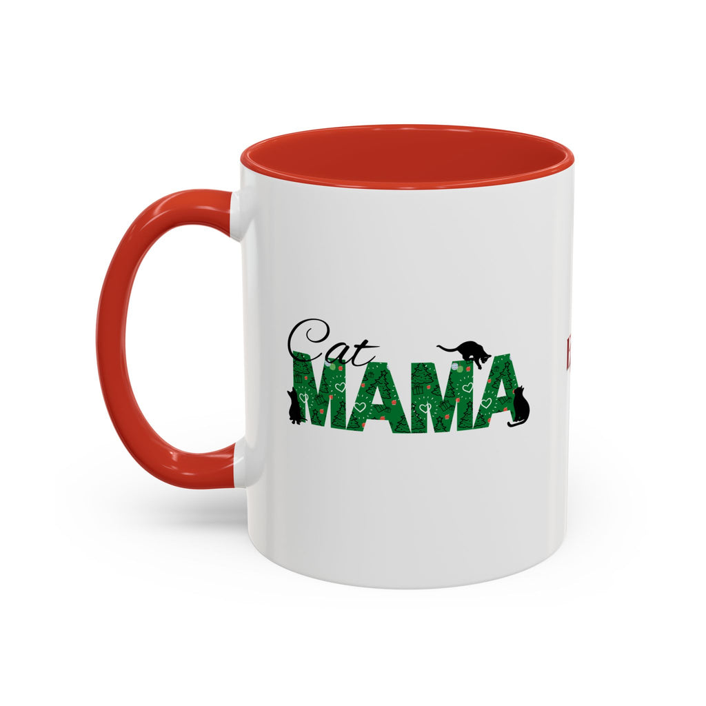 Christmas Cat Mama Accent Coffee Mug (11, 15oz)