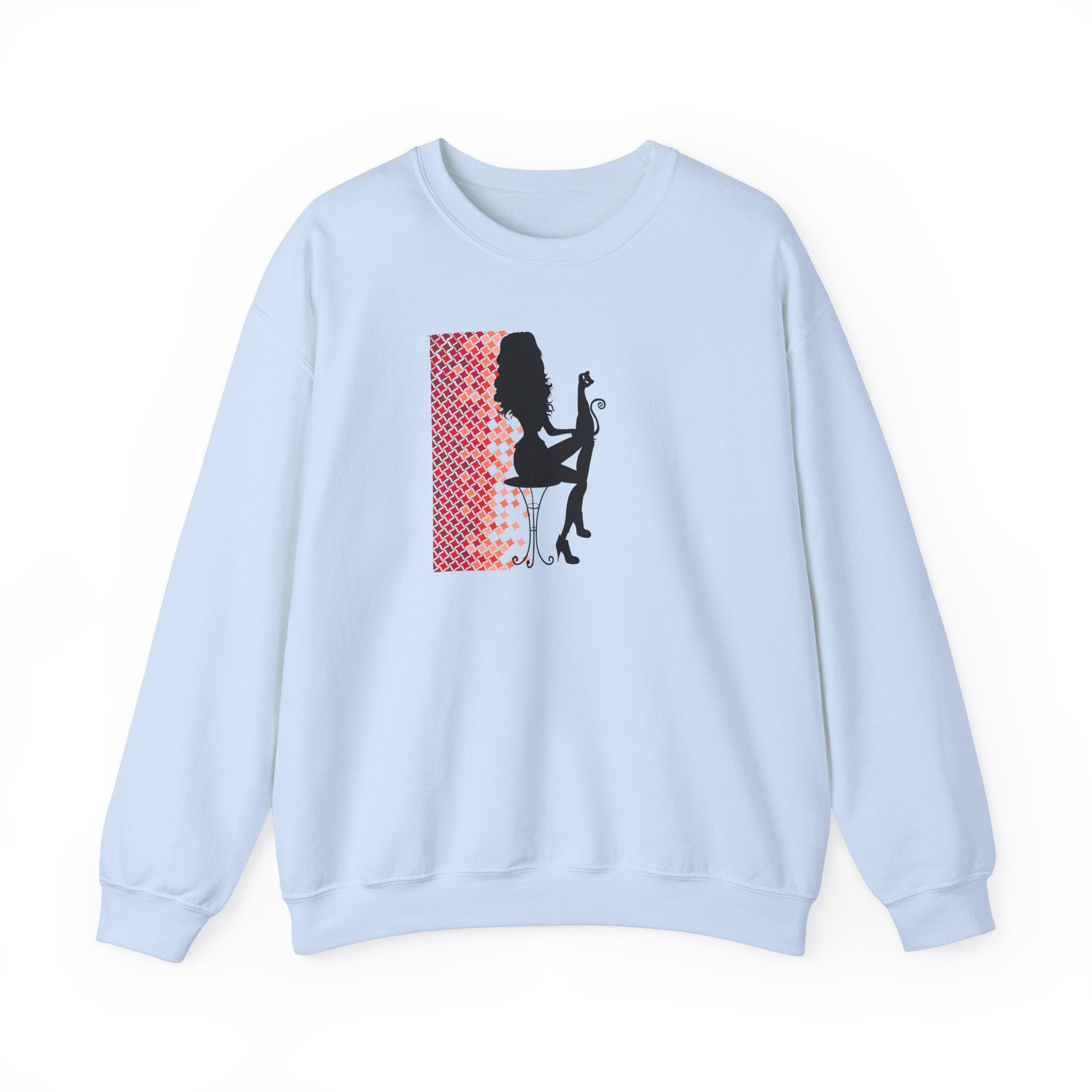 Photo depicting the ​Poised Cat Lady Heavy Blend™ Crewneck Sweatshirt from EpiAl's Shop.