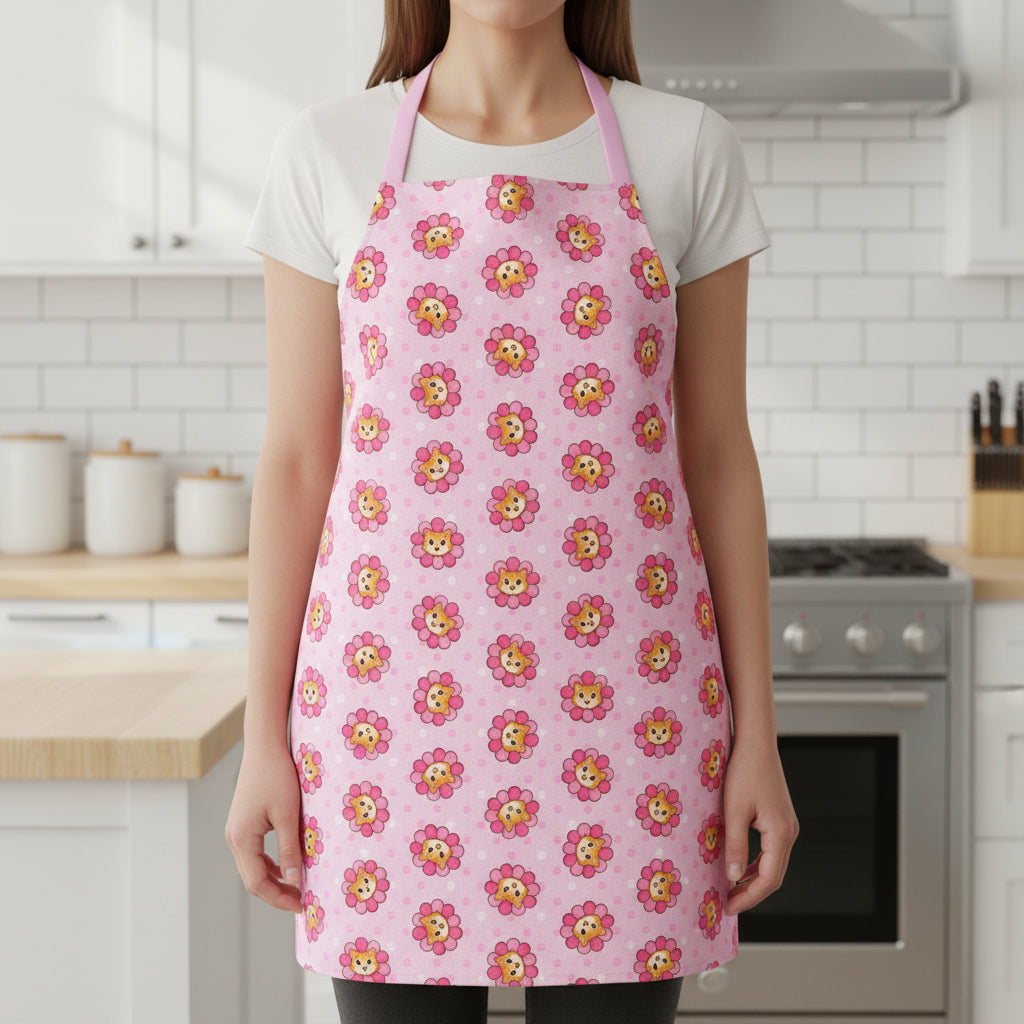 Floral Cat Chaos Apron – Cute, But Not Nice