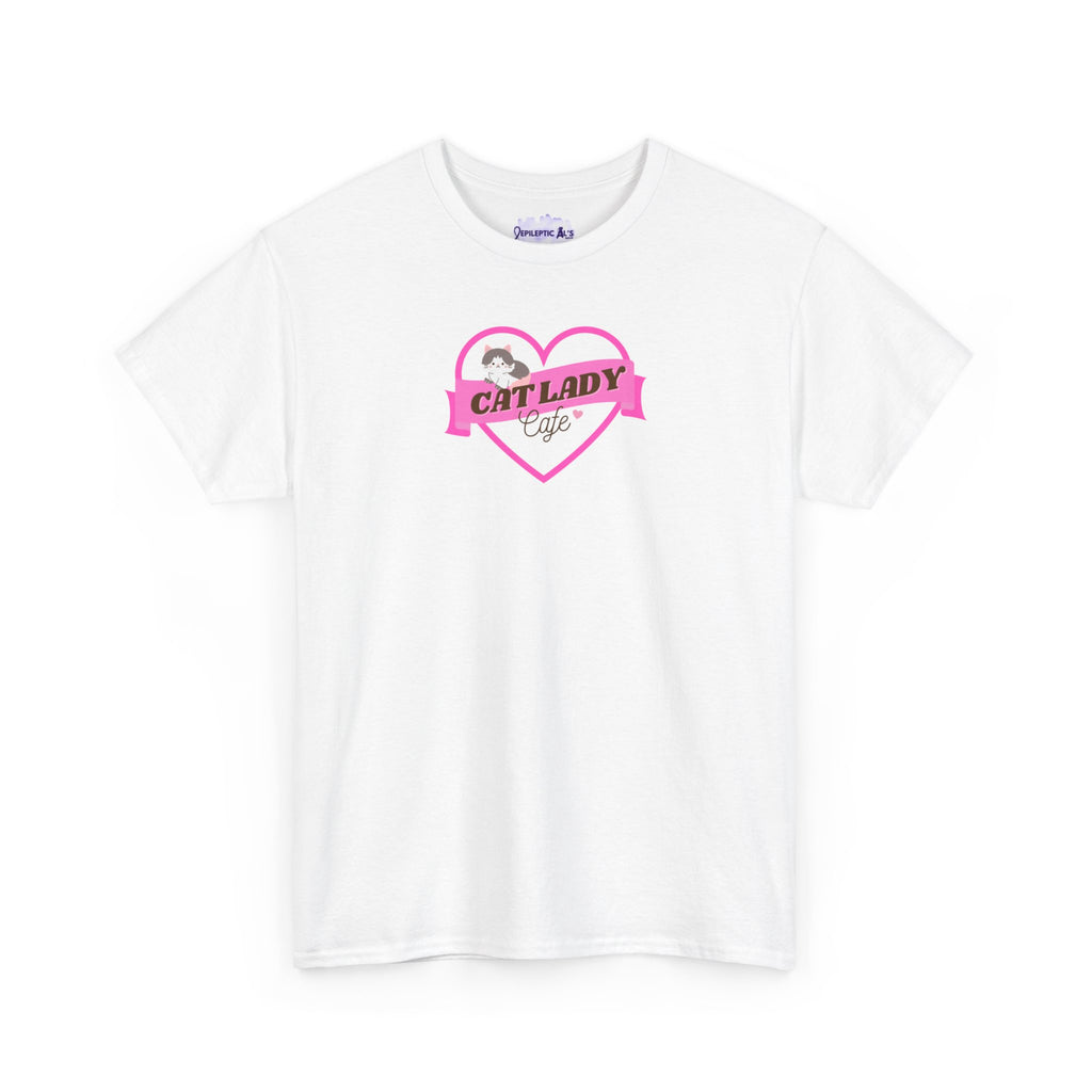 Cat Lady Cafe Unisex Heavy Cotton Tee - T - Shirt - Epileptic Al’s Shop