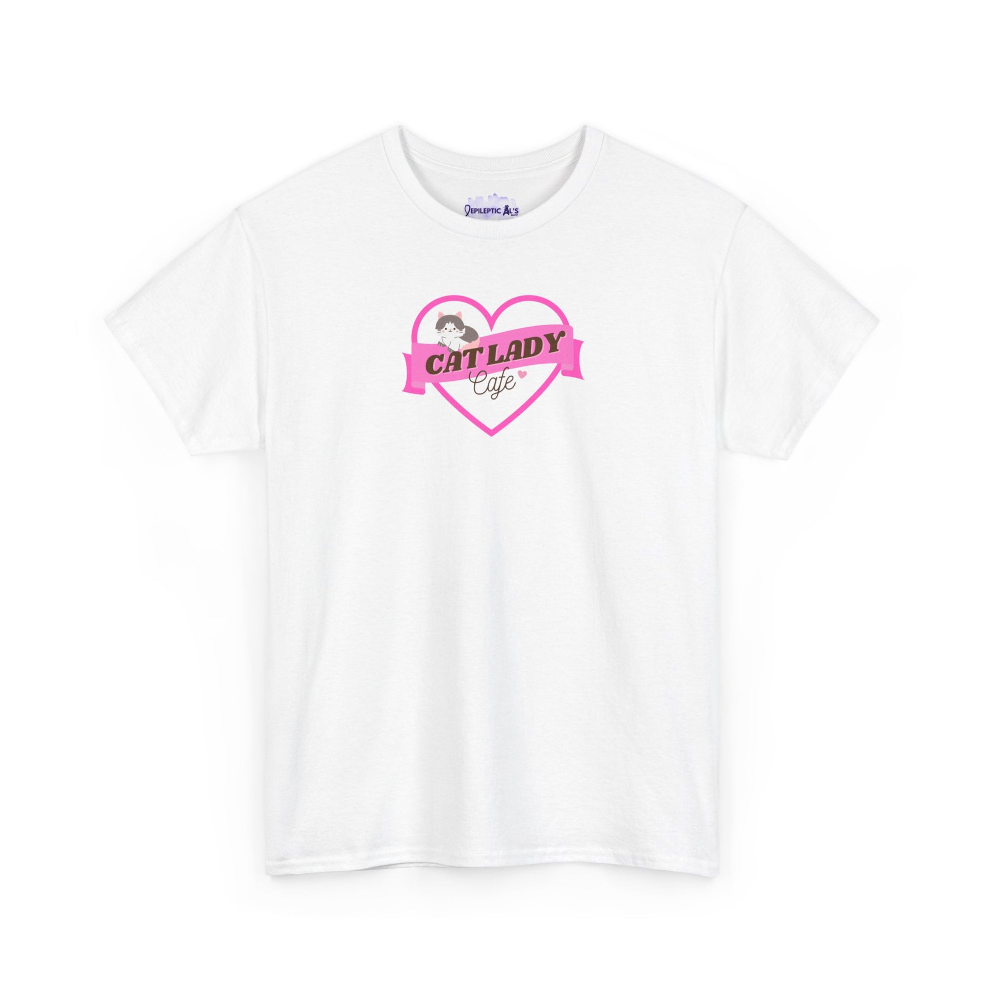Cat Lady Cafe Unisex Heavy Cotton Tee - T - Shirt - Epileptic Al’s Shop