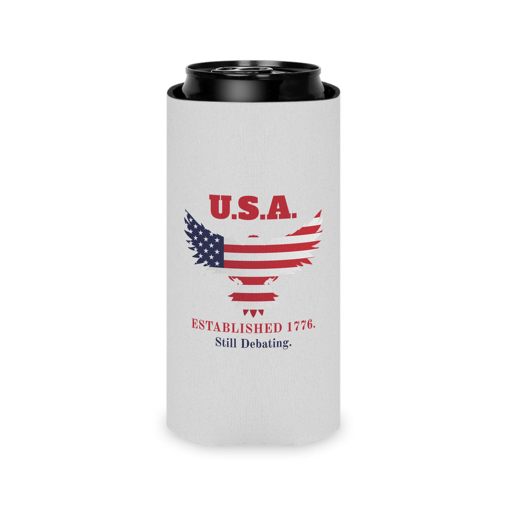 USA Established 1776 Still Debating Can Cooler Sleeve | Patriotic Funny Koozie