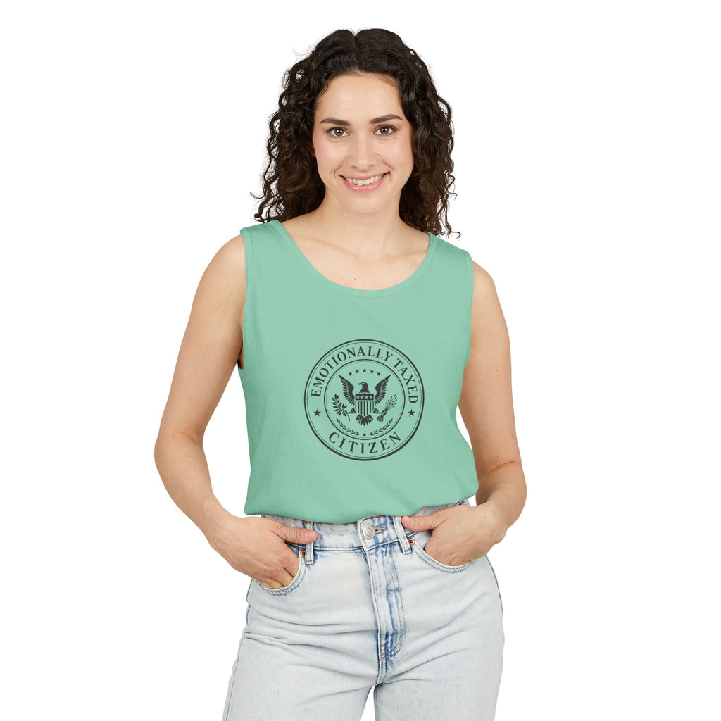 Emotionally Taxed Citizen Garment-Dyed Tank Top | Vintage Parody Cotton Tank
