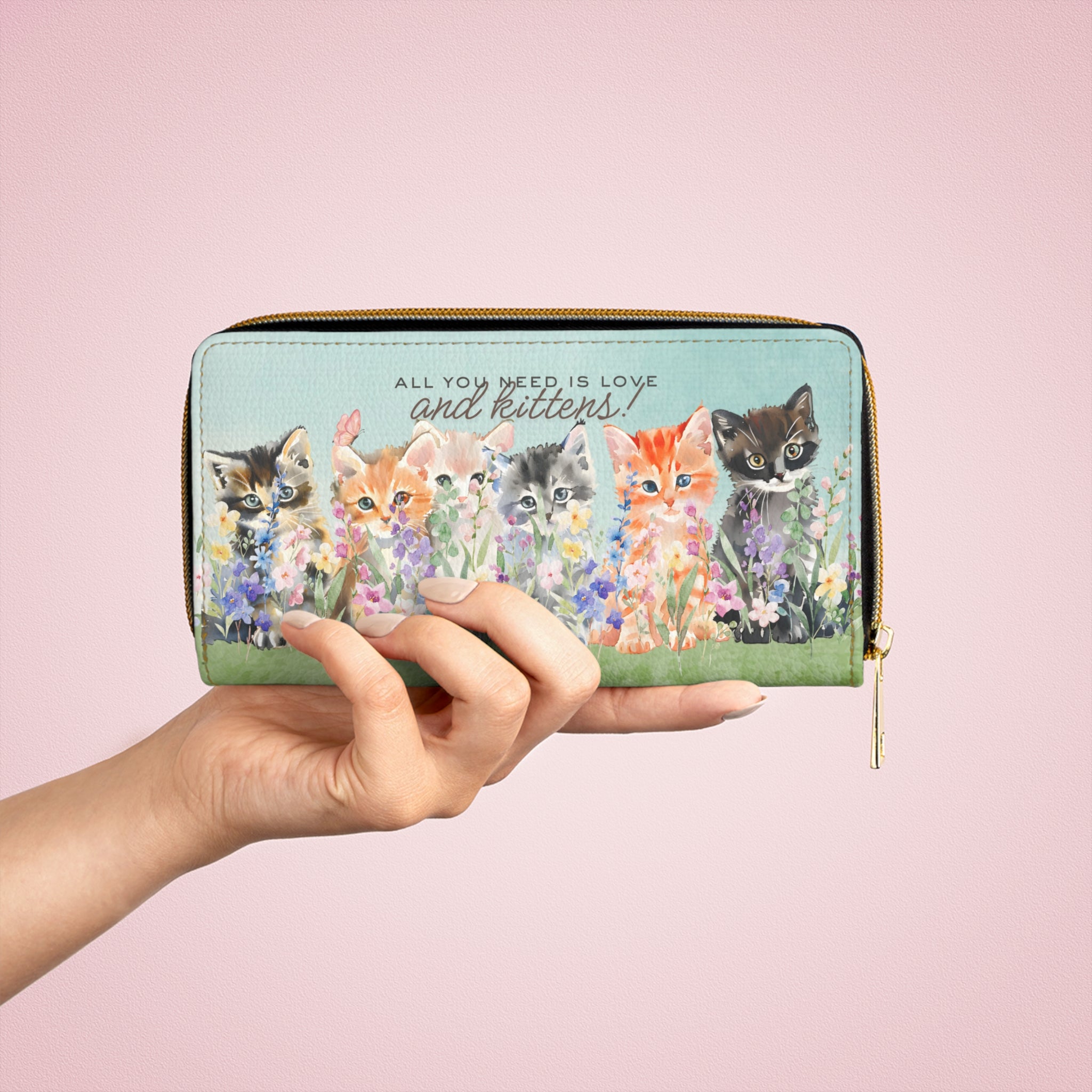 All You Need Is Love and Kittens Floral Wallet