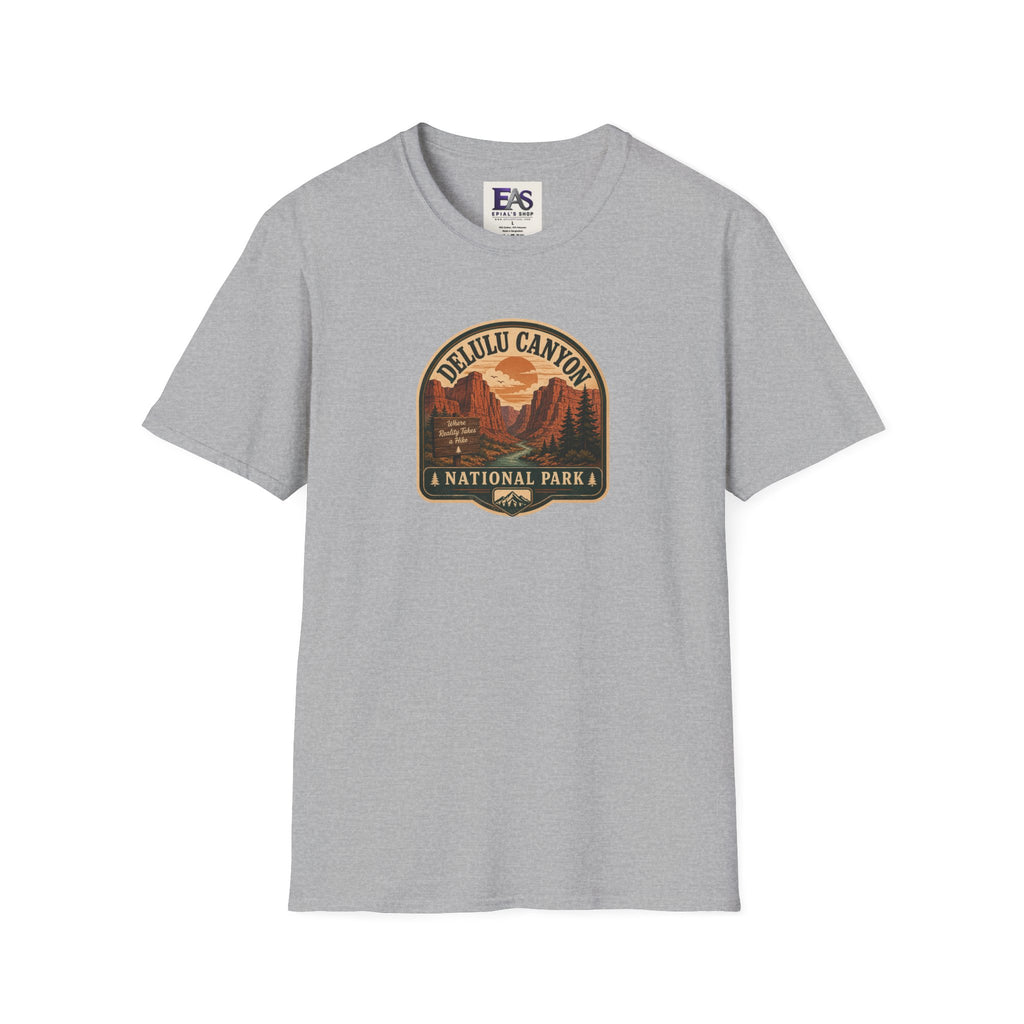 Delulu Canyon National Park Unisex T-Shirt | Funny Retro National Park Parody Tee
