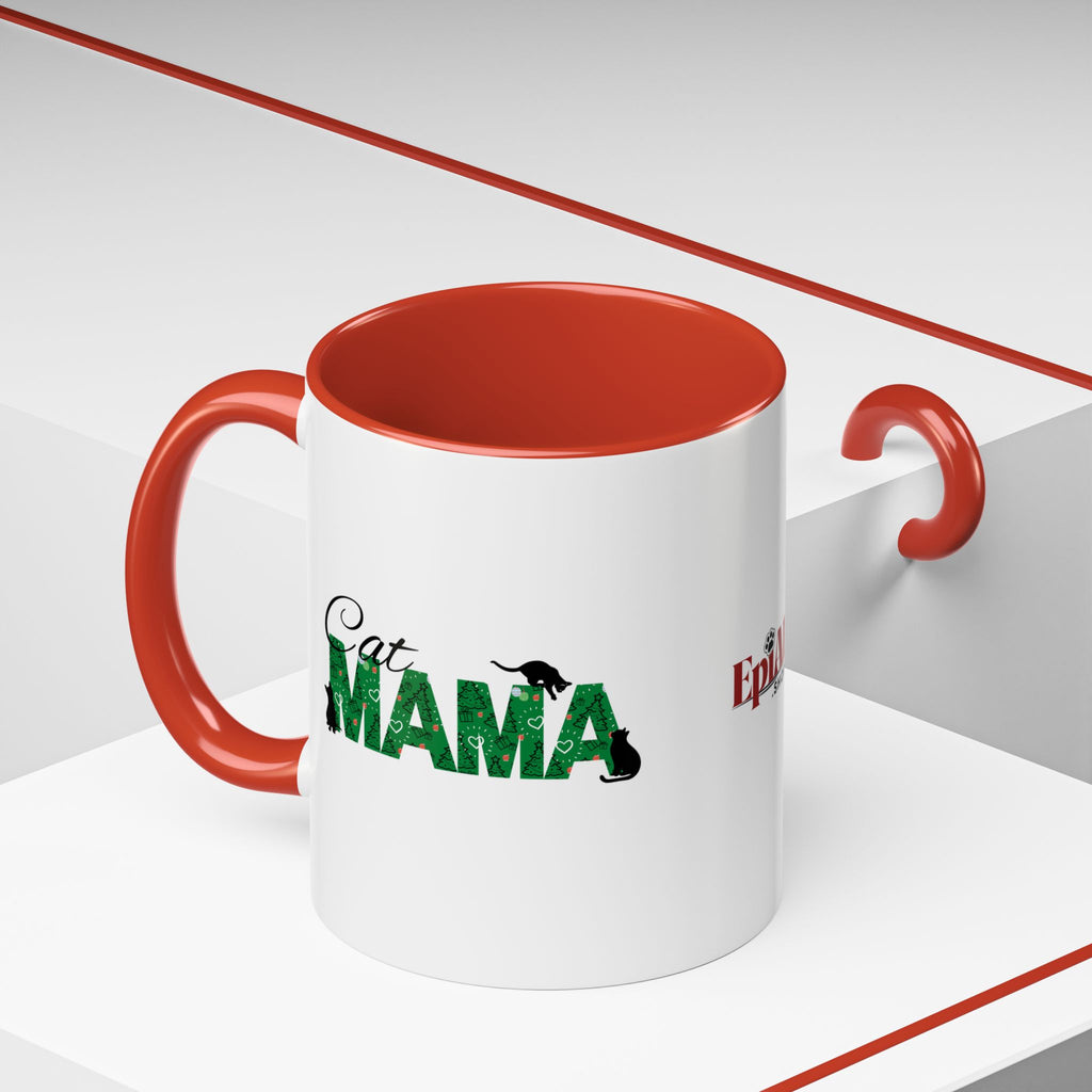 Christmas Cat Mama Accent Coffee Mug (11, 15oz)