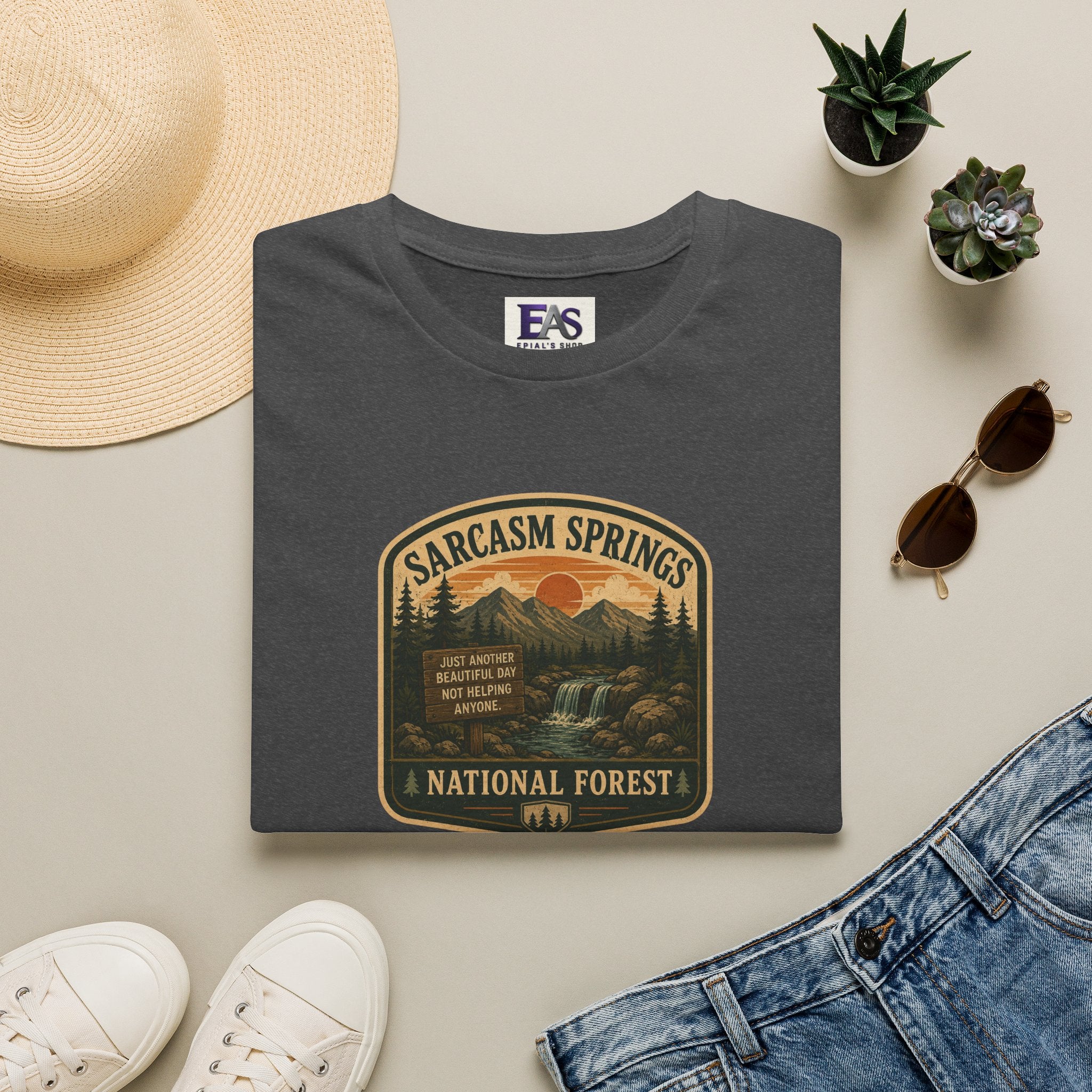 Sarcasm Springs National Forest Unisex T-Shirt | Funny Retro Outdoors Graphic Tee