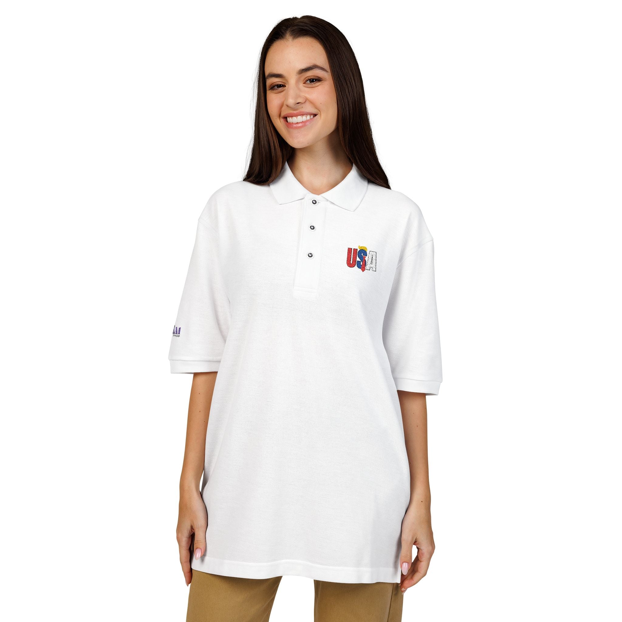 Classic USA Embroidered Unisex Polo Shirt