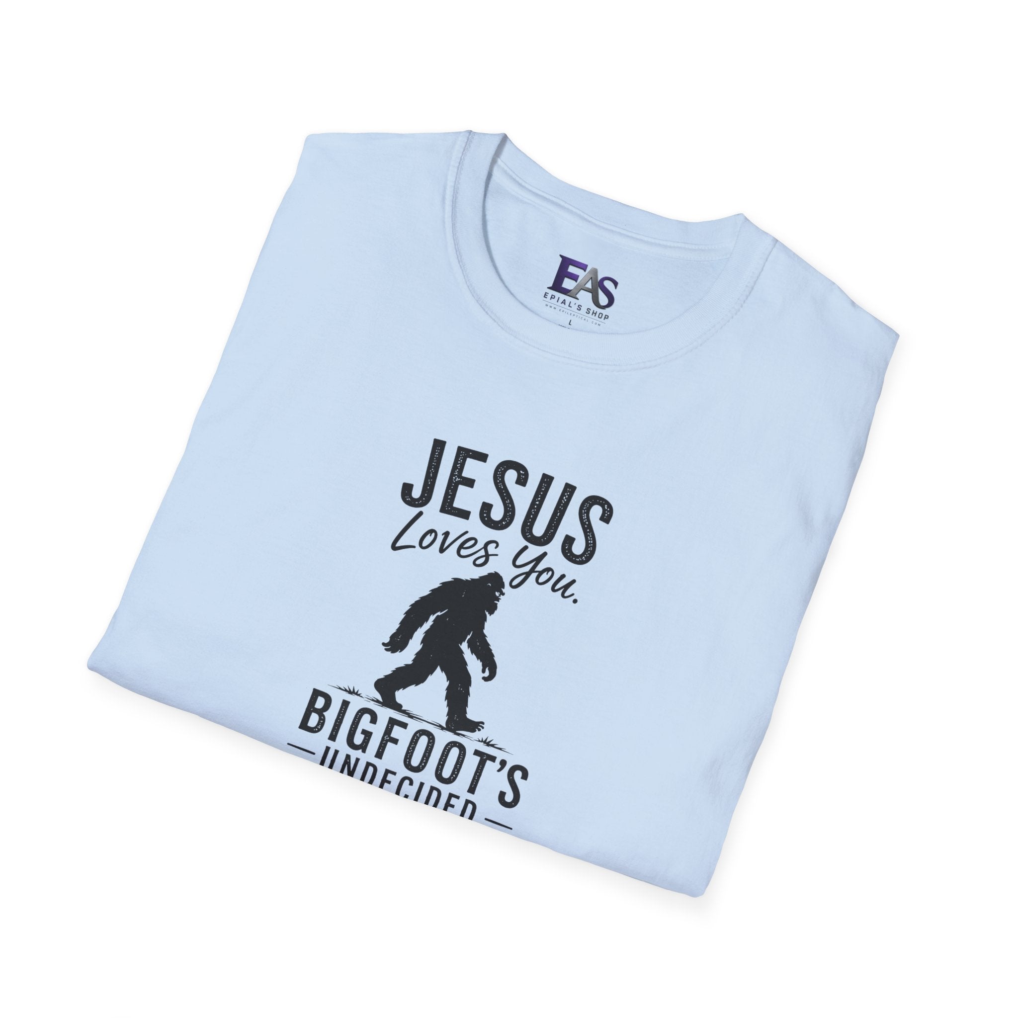 Jesus Loves You, Bigfoot’s Undecided T-Shirt | Funny Christian Sasquatch Tee