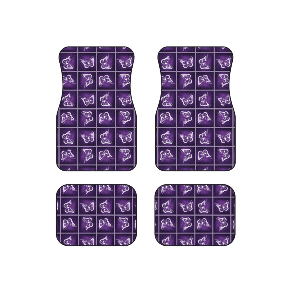 Epilepsy Butterfly Car Mats Set - Elegant Purple Floor Protection