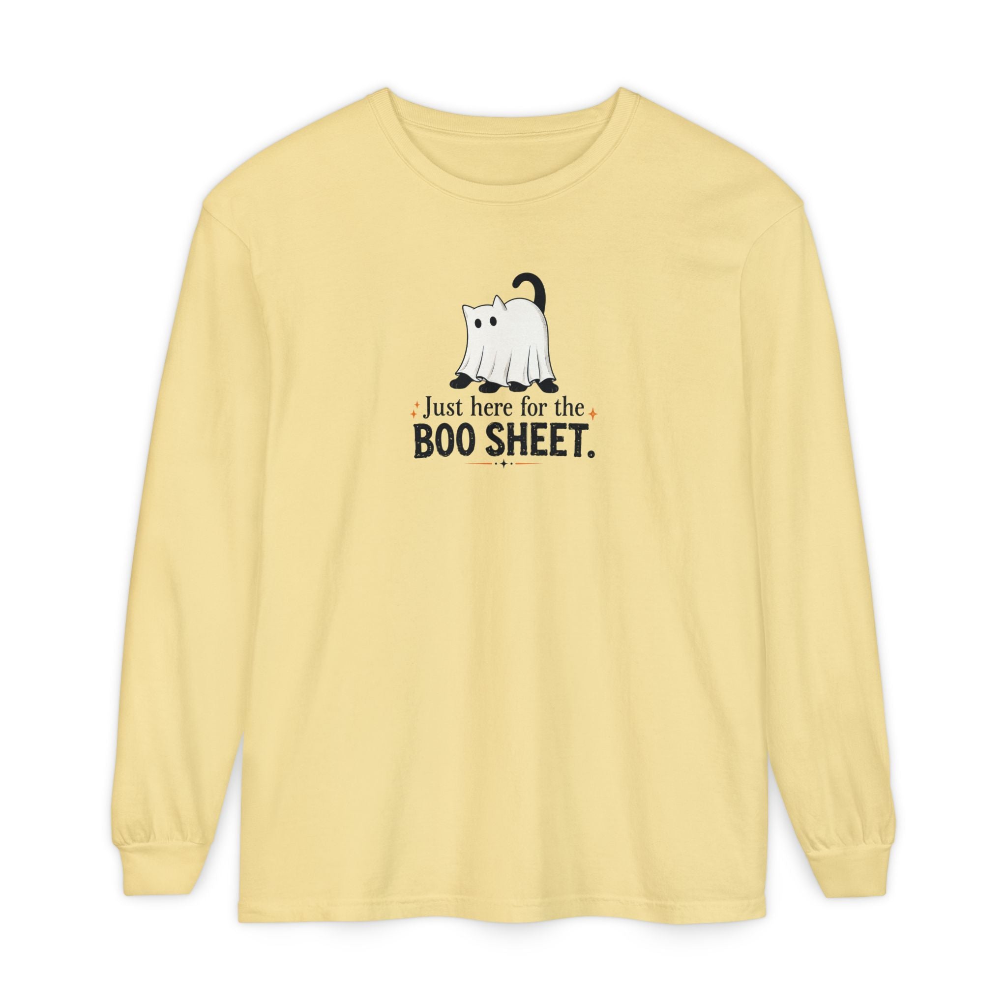 Just Here for the Boo Sheet Halloween Cat Long Sleeve Shirt
