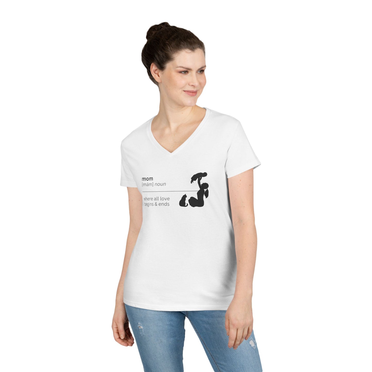 Mom Definition V-Neck T-Shirt - Where Love Begins