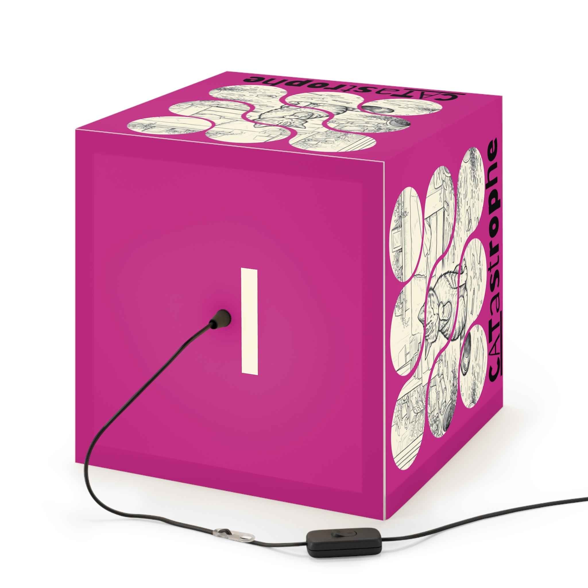 CATastrophe Cat Cube Lamp – Funny Cat Lover Accent Lamp