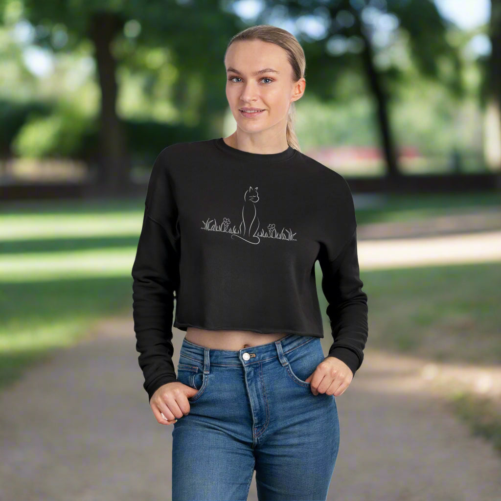 Trendy Cat Lover Women’s Cropped Sweatshirt - EpiAl's Shop