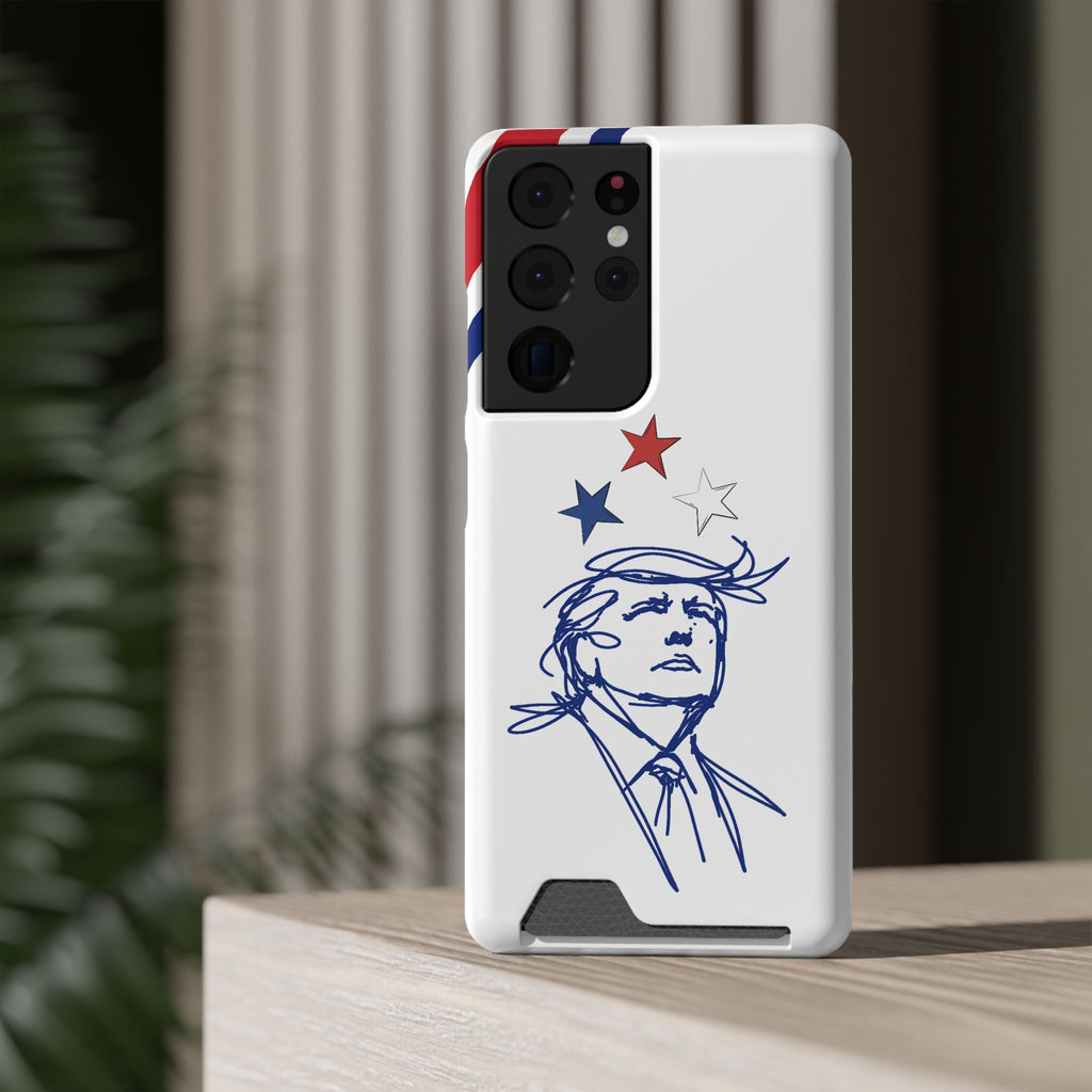 Swoop Guy Samsung Galaxy Case – Minimal Line Portrait Patriotic Design, Slim Protective Case with Card Slot