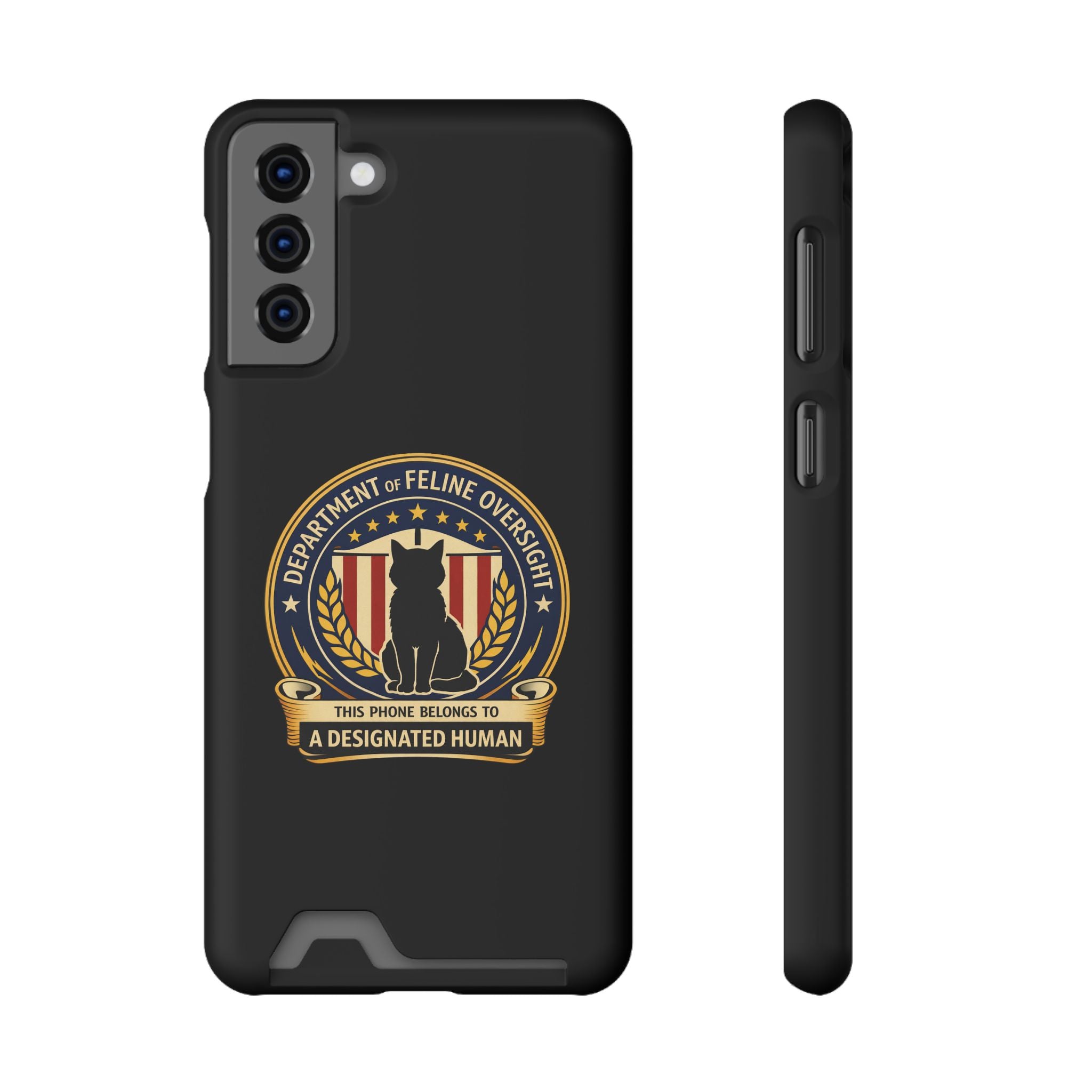 Department of Feline Oversight iPhone Case – “Designated Human” Official Seal, MagSafe Slim Case with Card Slot
