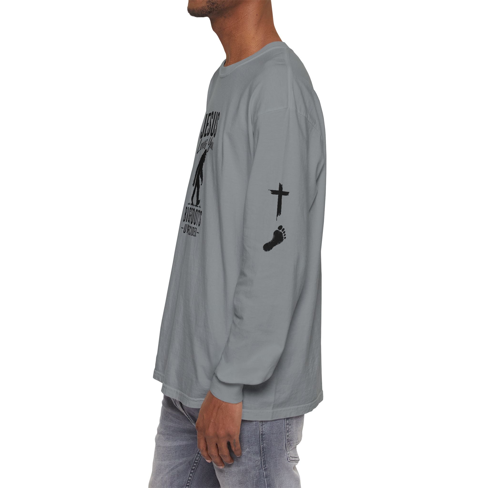 Jesus Loves You. Bigfoot’s Undecided. Long Sleeve Shirt