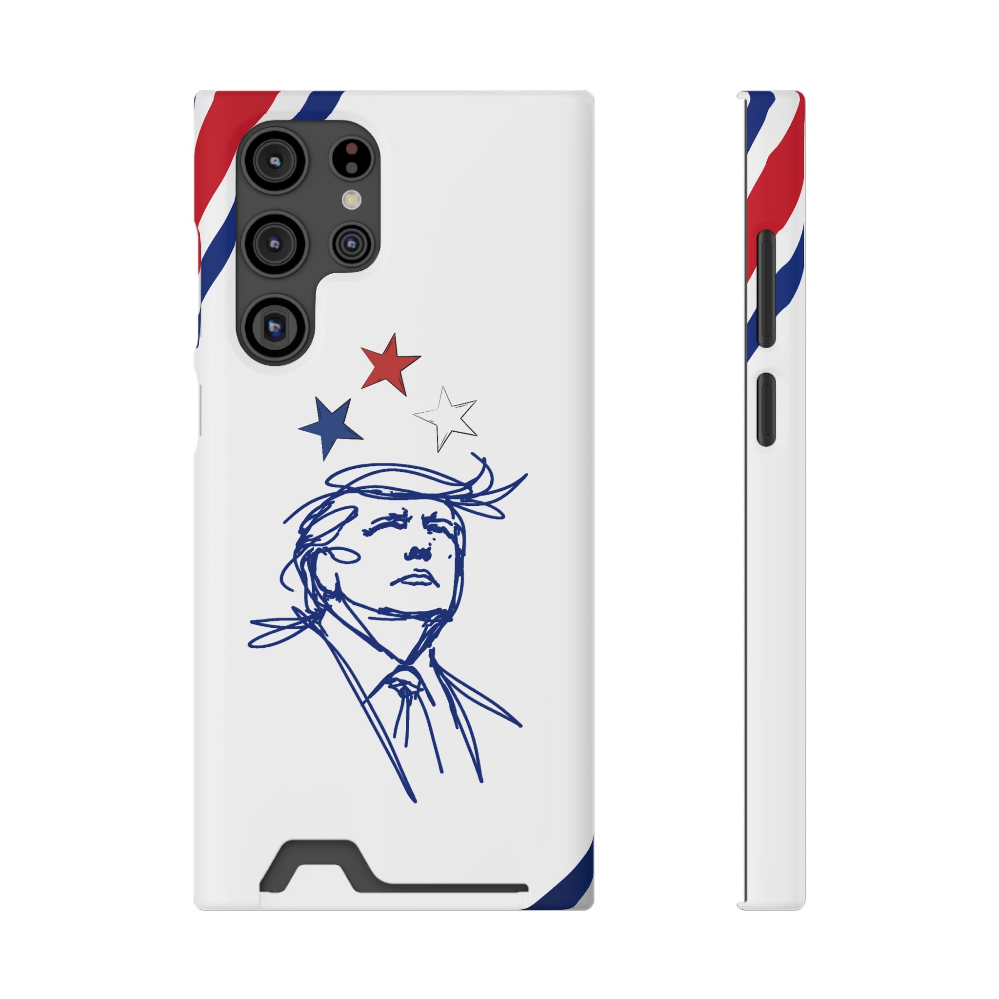 Swoop Guy iPhone Case – Minimal Line Portrait Patriotic Design, Slim Protective Case with Card Slot
