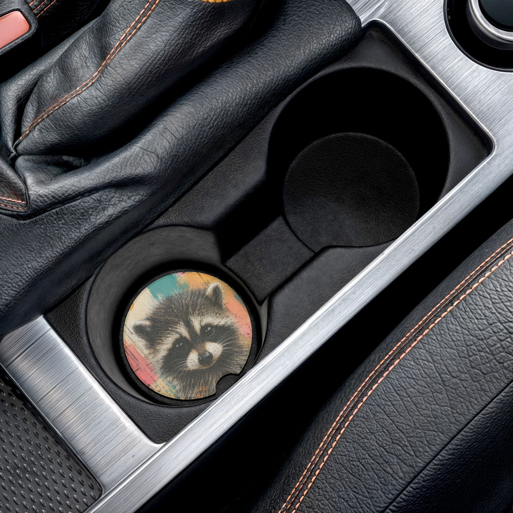 Jimothy Woodland Raccoon Soapstone Car Coasters