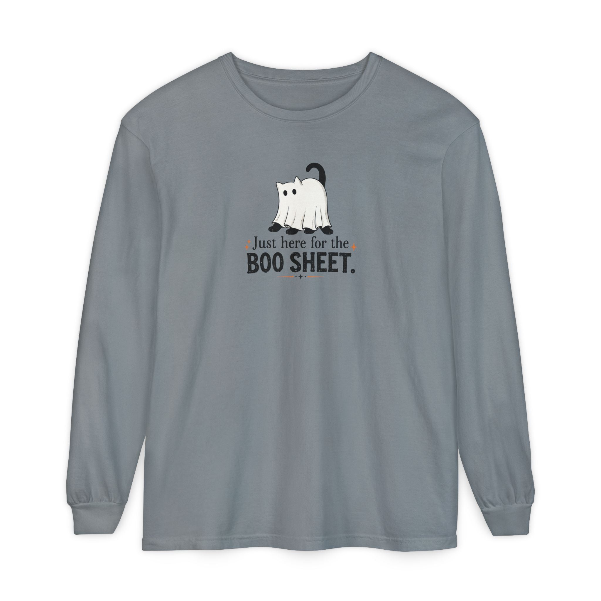 Just Here for the Boo Sheet Halloween Cat Long Sleeve Shirt