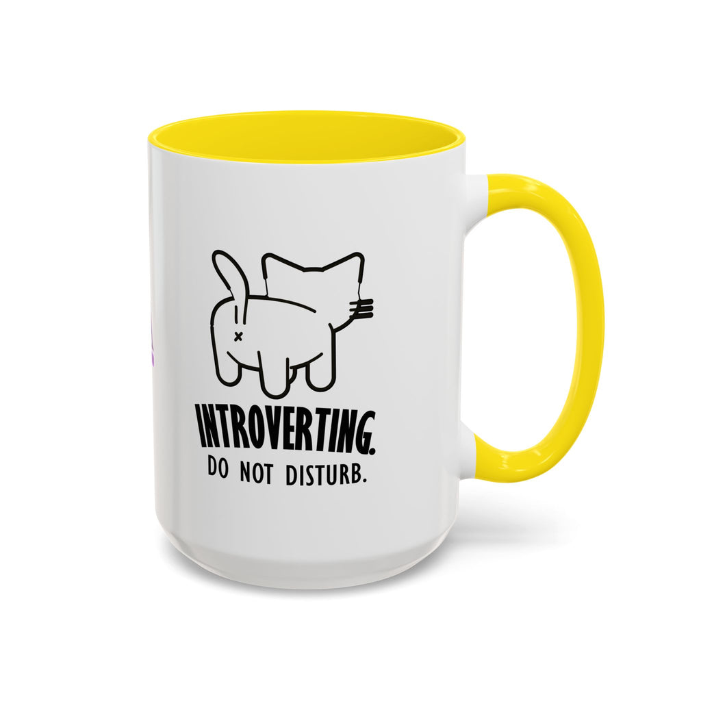 Introverting. Do Not Disturb. Two-Tone Cat Coffee Mug (11oz & 15oz)