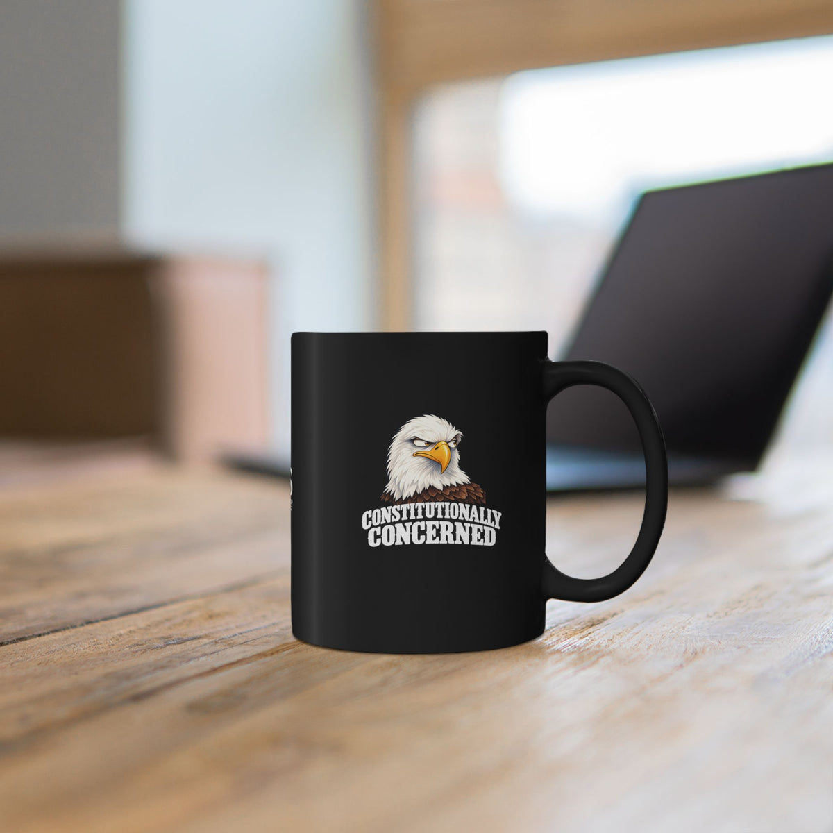 Constitutionally Concerned Black Ceramic Mug | Political Humor Coffee Cup | 11 oz & 15 oz