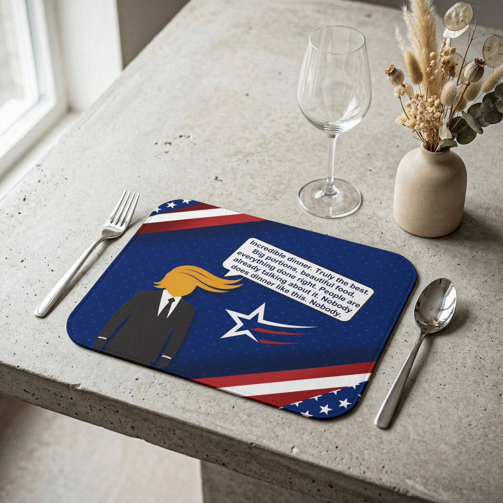 Main Character at Dinner – Americana Leather Placemat