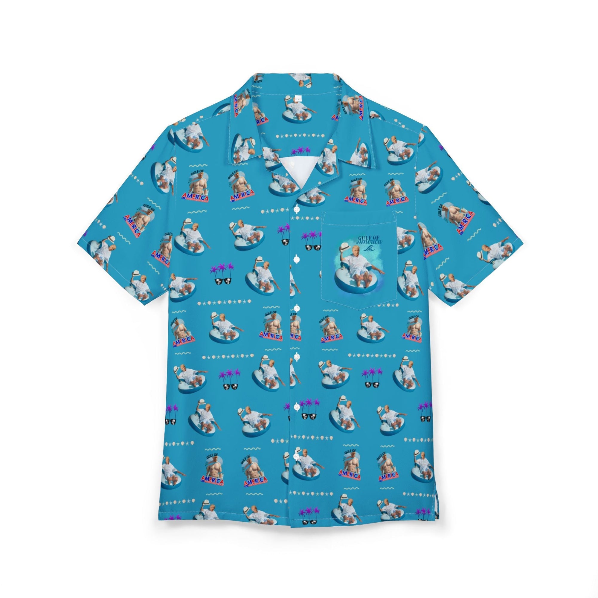 Unisex Hawaiian Button-Down Shirt - Trump Gulf of America Design Printify