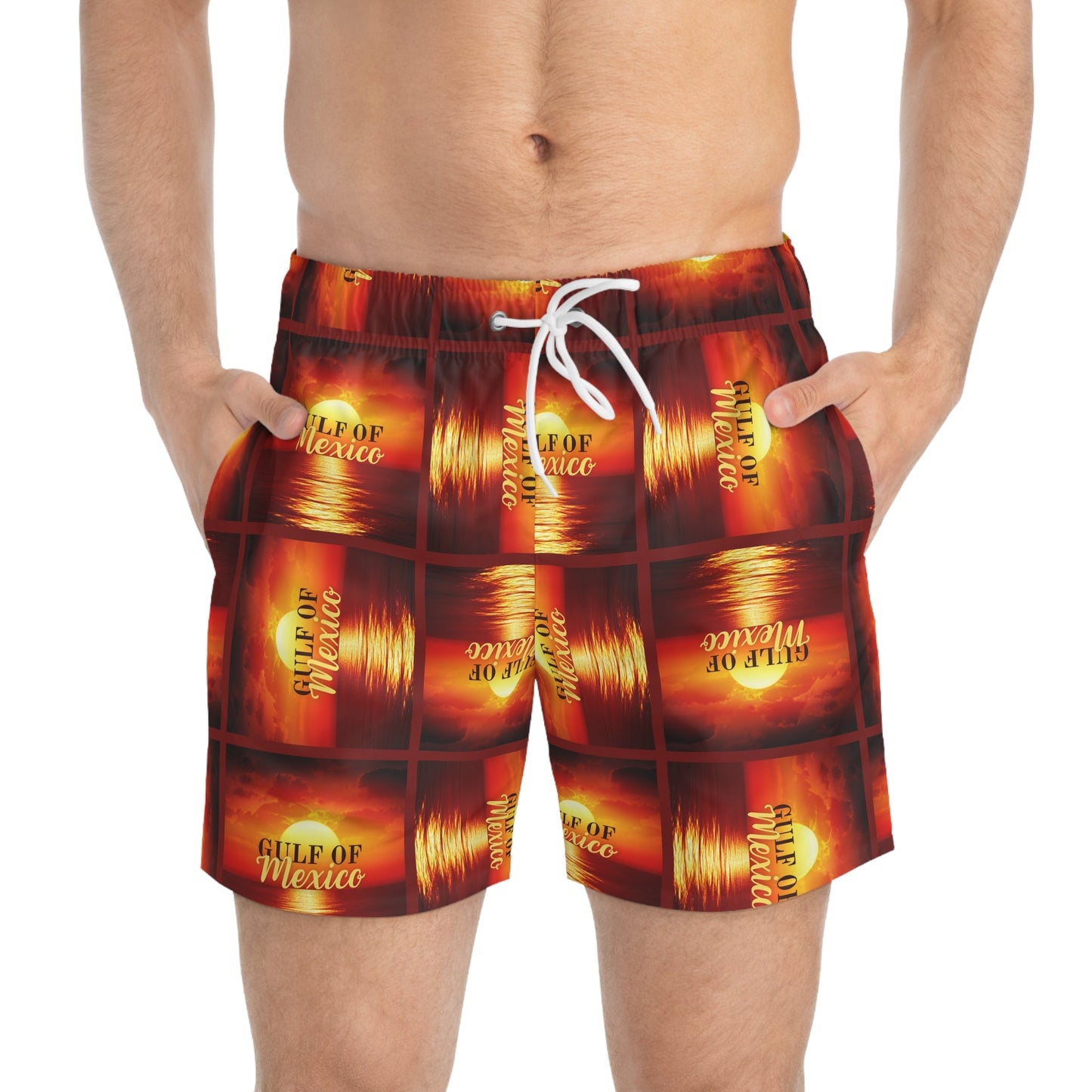 Gulf of Mexico Swim Trunks - Vibrant Beachwear for Summer Fun Printify