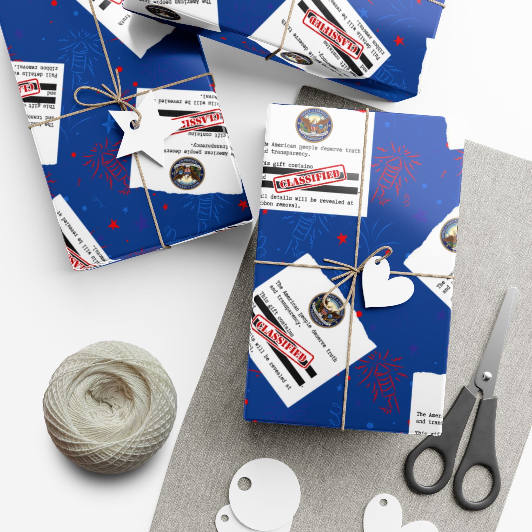Classified Documents All-Occasion Gift Wrap – Redacted Files Political Satire Wrapping Paper
