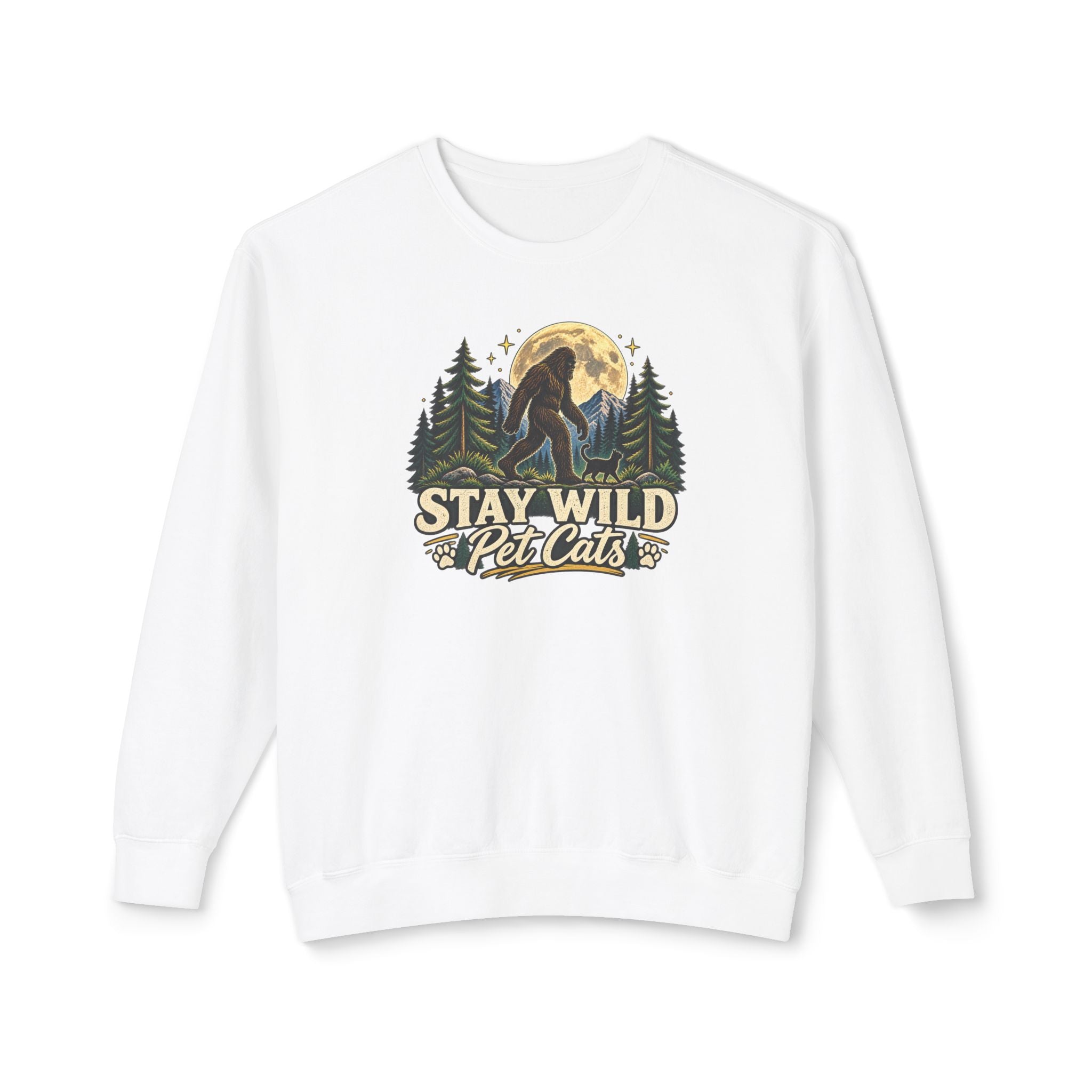 Stay Wild Pet Cats Sasquatch Crewneck Sweatshirt