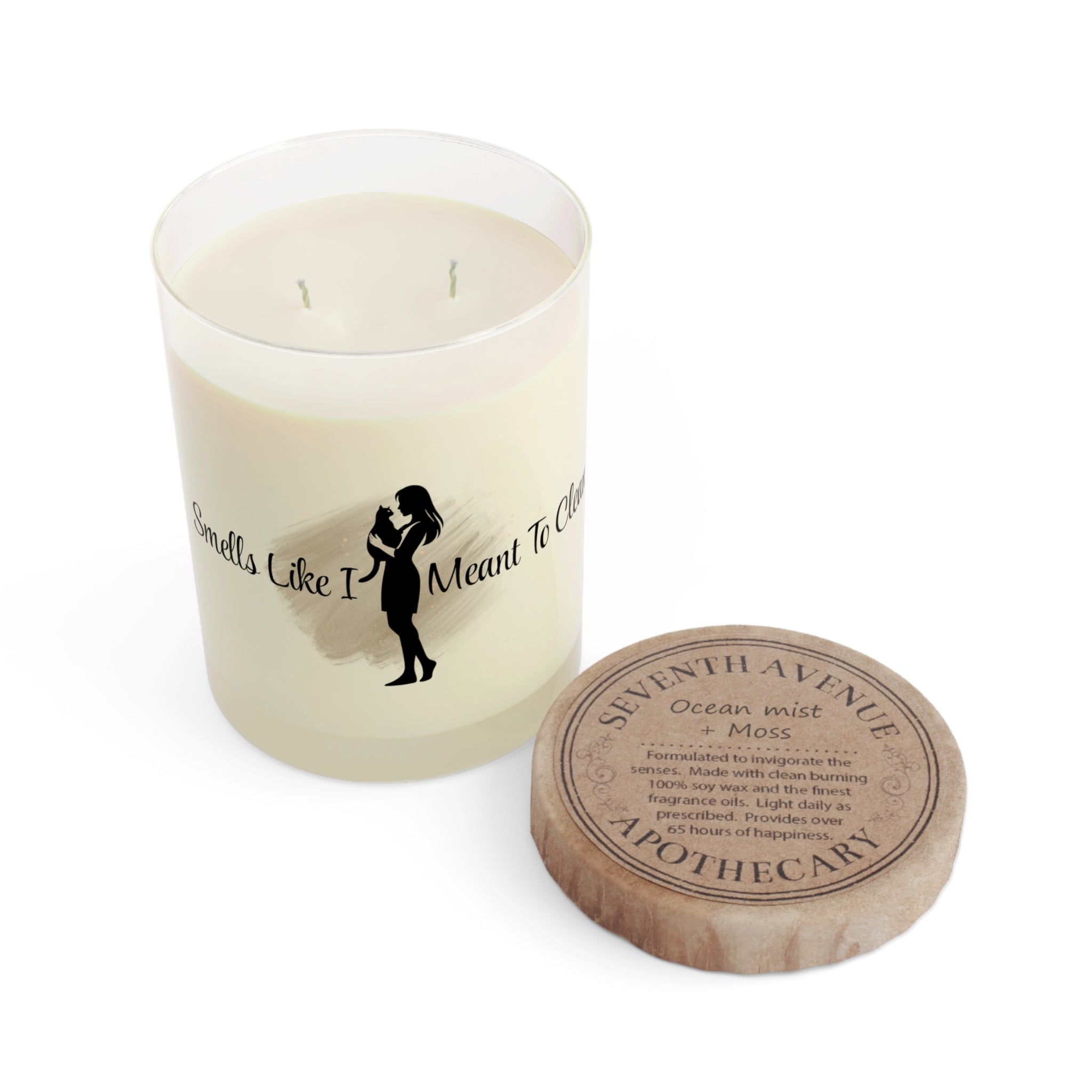 Smells Like I Meant To Clean – Funny Cat Lover Glass Candle