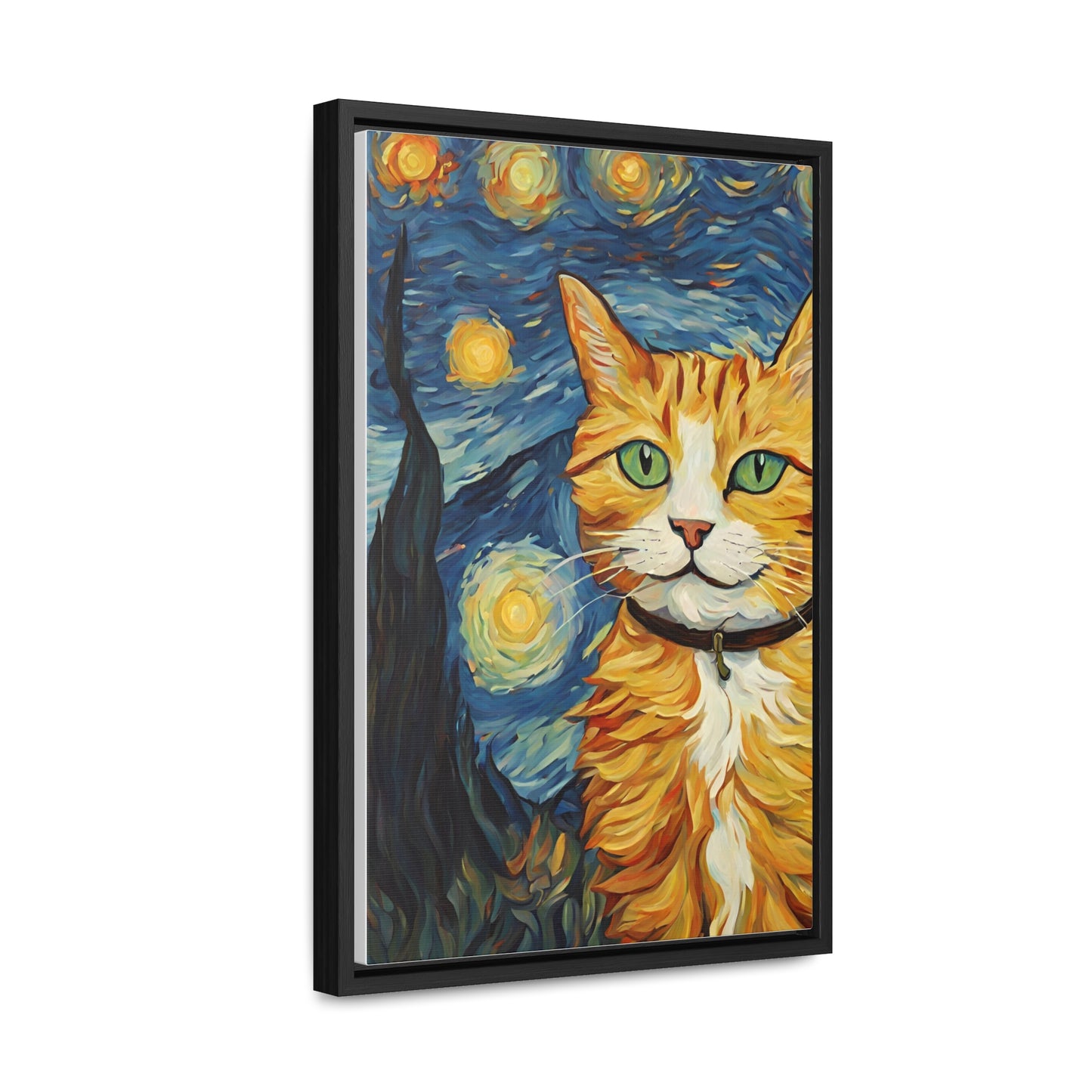 Van Gogh Style Cat Gallery Canvas Wraps, Vertical Frame