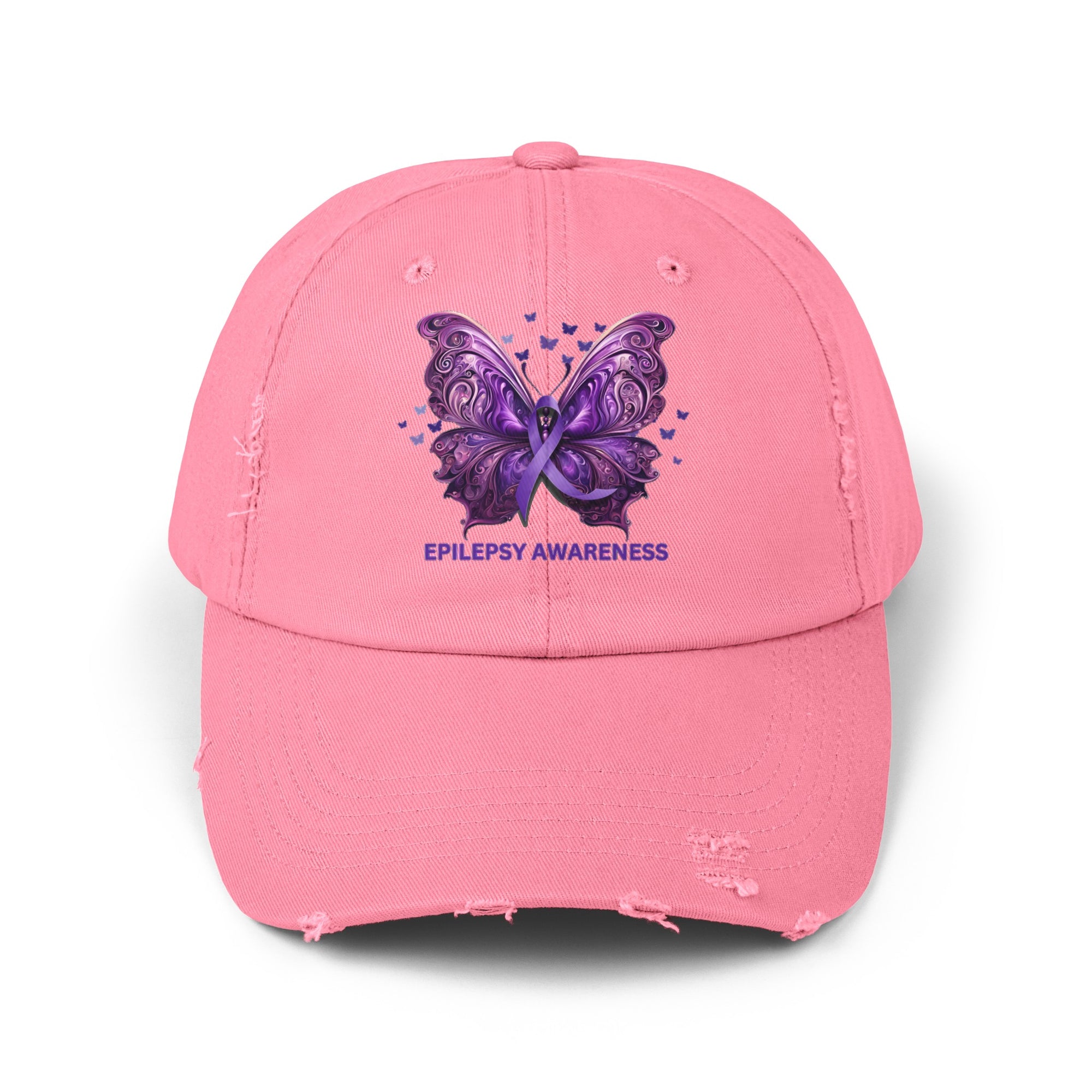 Epilepsy Butterfly Unisex Distressed Cap - Hats - Epileptic Al’s Shop