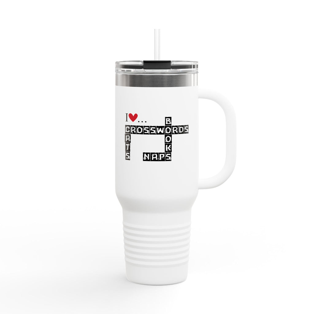 I Love Crosswords Insulated Travel Mug - 40oz Cat Lover Gift
