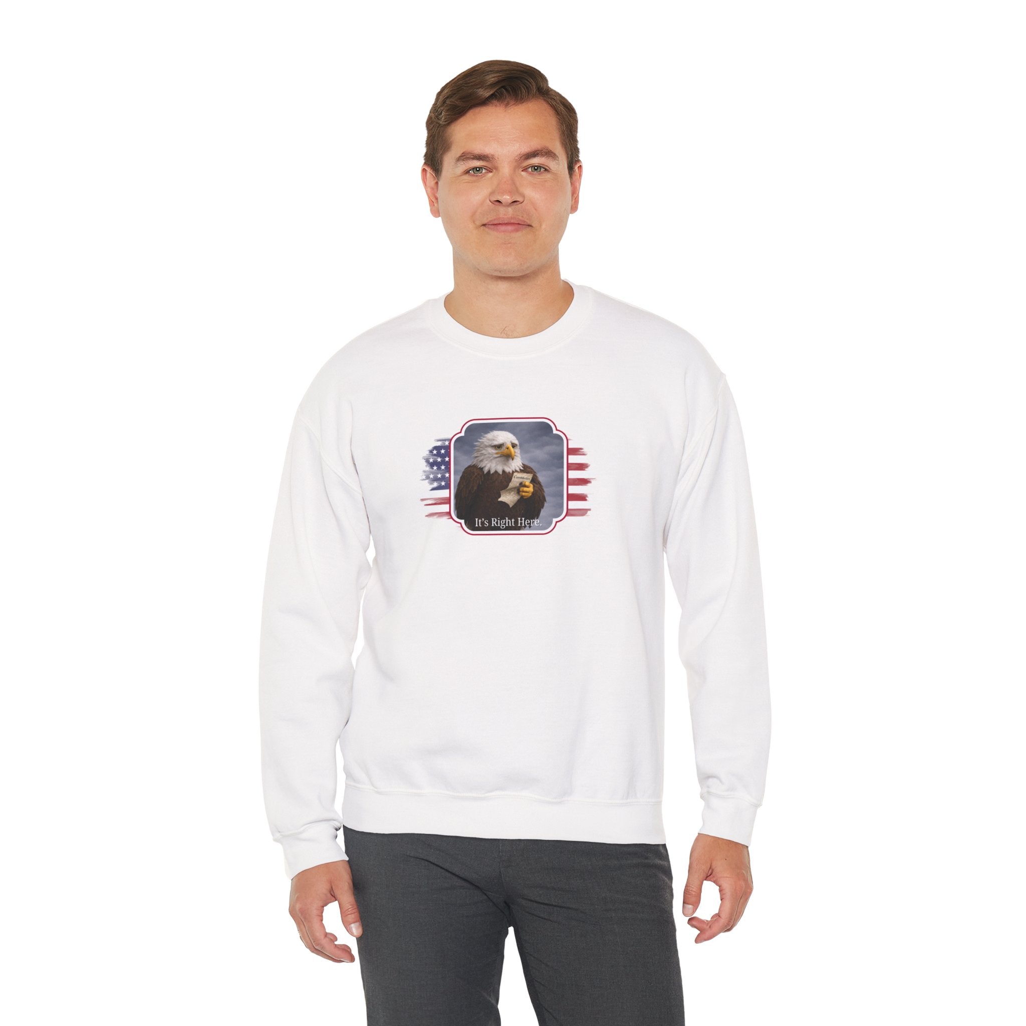 “It’s Right Here” Political Parody Crewneck Sweatshirt