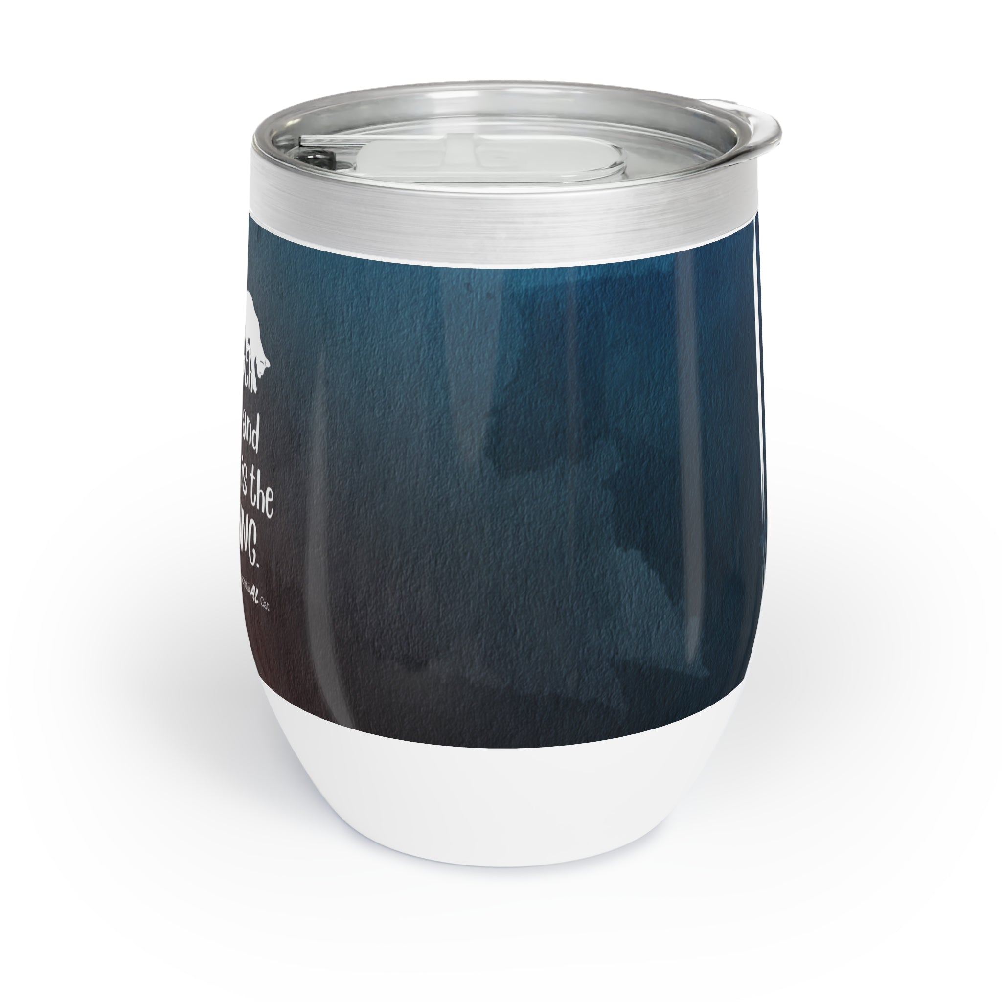 Photo depicting the ​Curious & Content Chill Wine Tumbler from EpiAl's Shop.