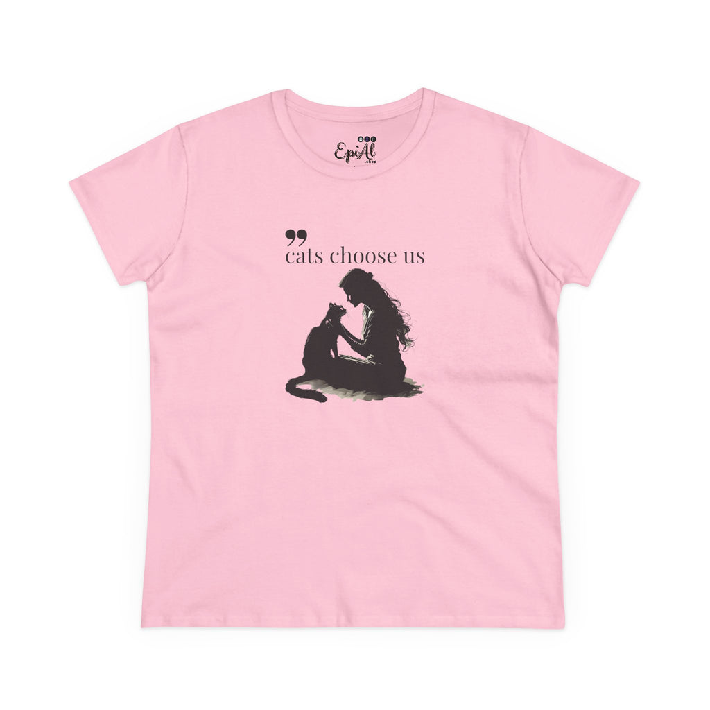 Women's Cat Lover Tee - "Cats Choose Us" Graphic Shirt