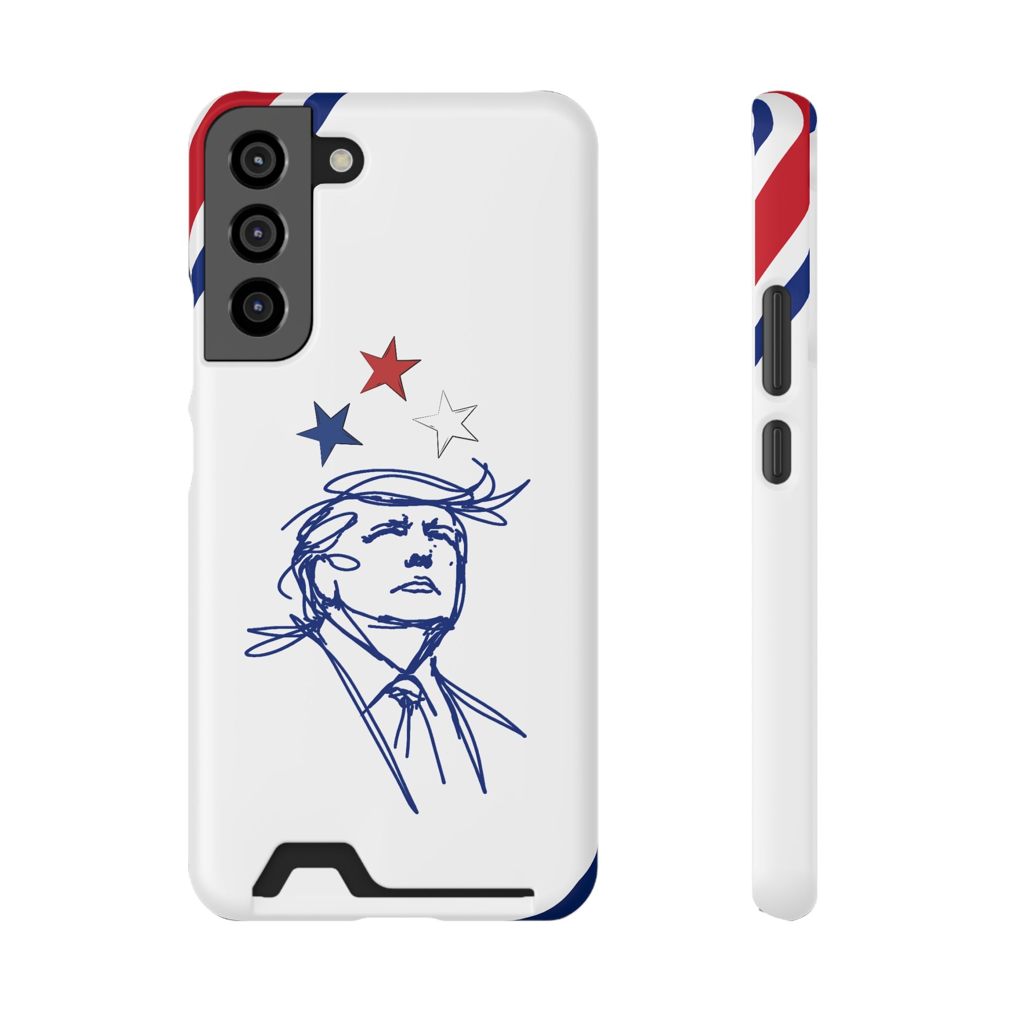Swoop Guy Samsung Galaxy Case – Minimal Line Portrait Patriotic Design, Slim Protective Case with Card Slot