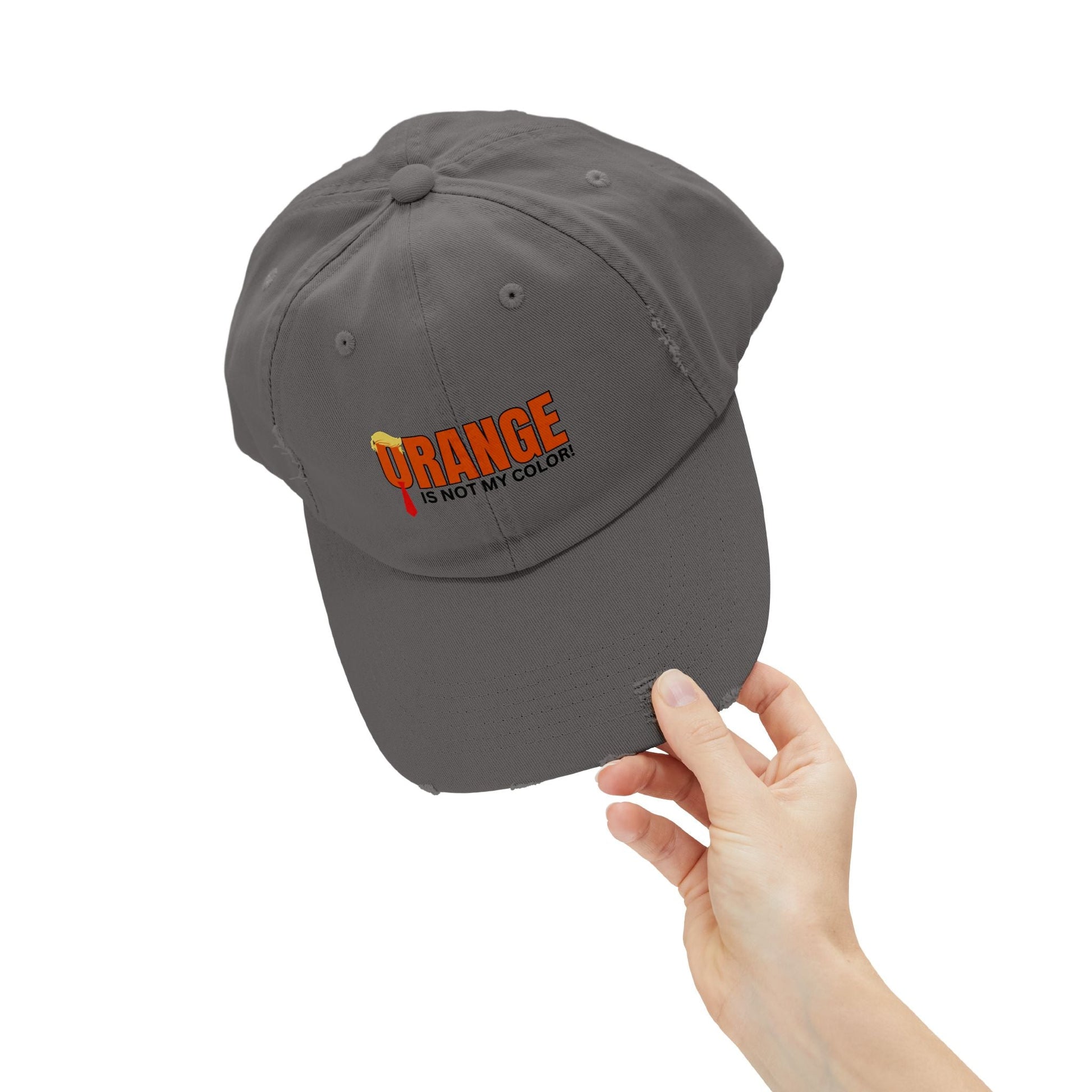 Orange is Not My Color Unisex Distressed Cap - Fun Statement Hat Printify