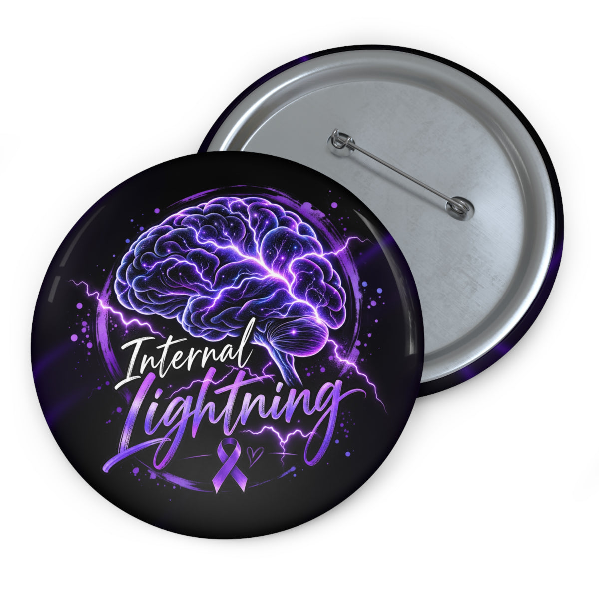 Internal Lightning Epilepsy Awareness Pinback Button