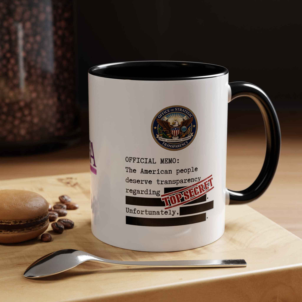 Official Memo Top Secret Coffee Mug – Political Satire Two-Tone Mug