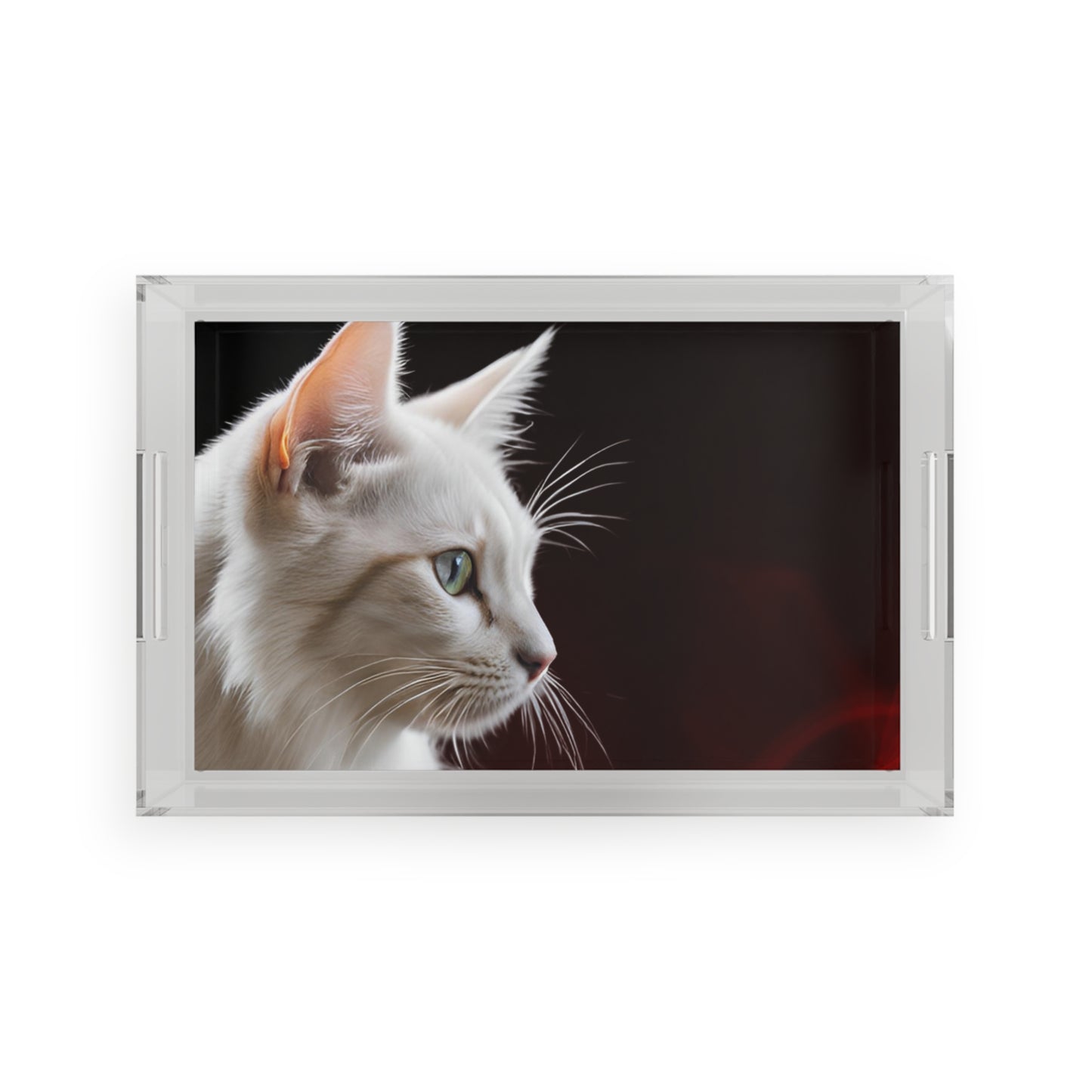 Elegant Cat-Themed Acrylic Serving Tray